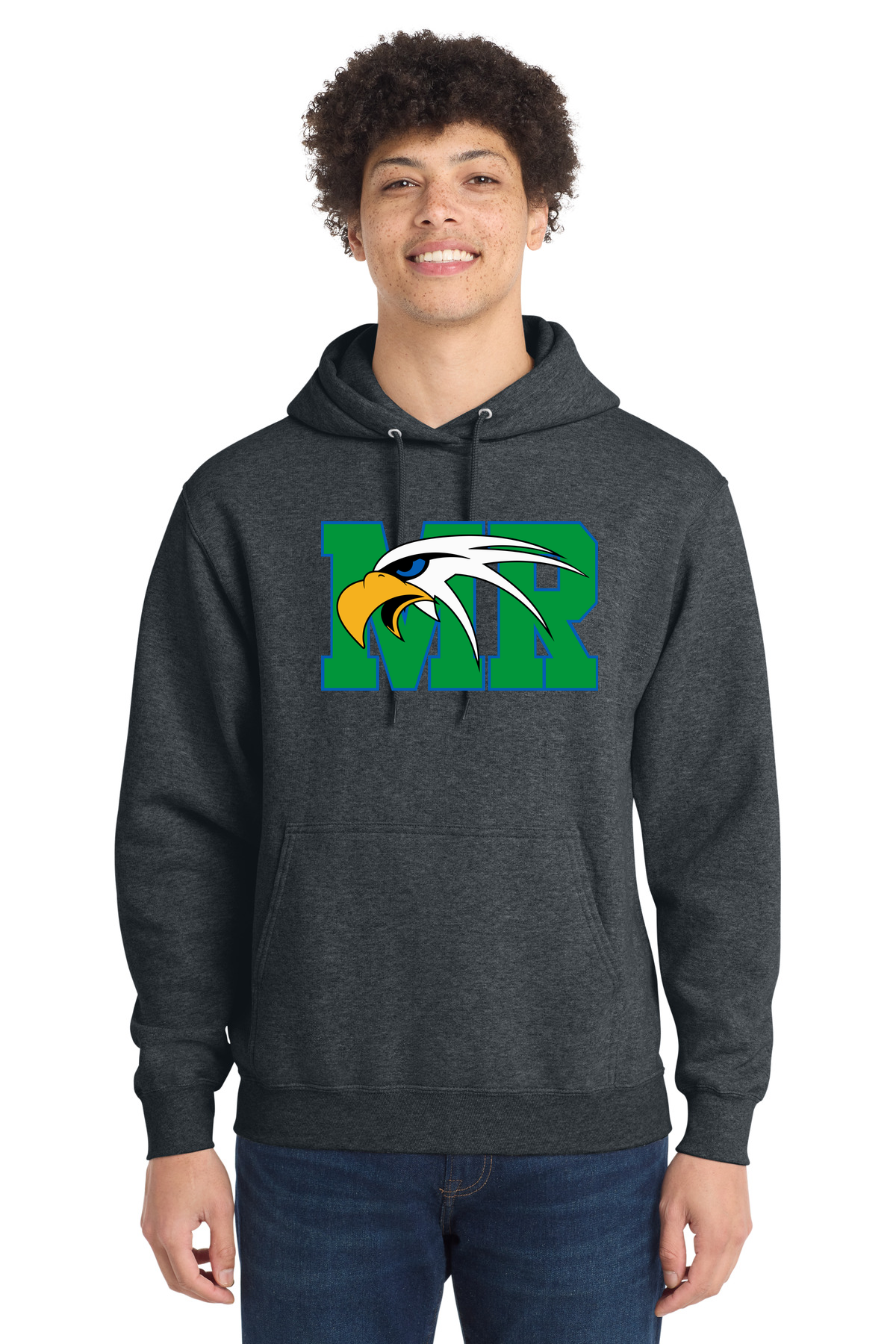 Maple River High School hockey_boys - Dark Heather Grey Port & Co Core Fleece Pullover Hooded Sweatshirt. PC78H