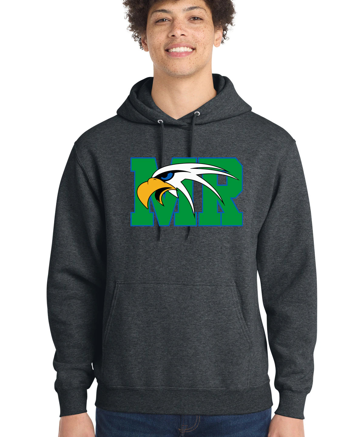 Maple River High School hockey_boys - Dark Heather Grey Port & Co Core Fleece Pullover Hooded Sweatshirt. PC78H
