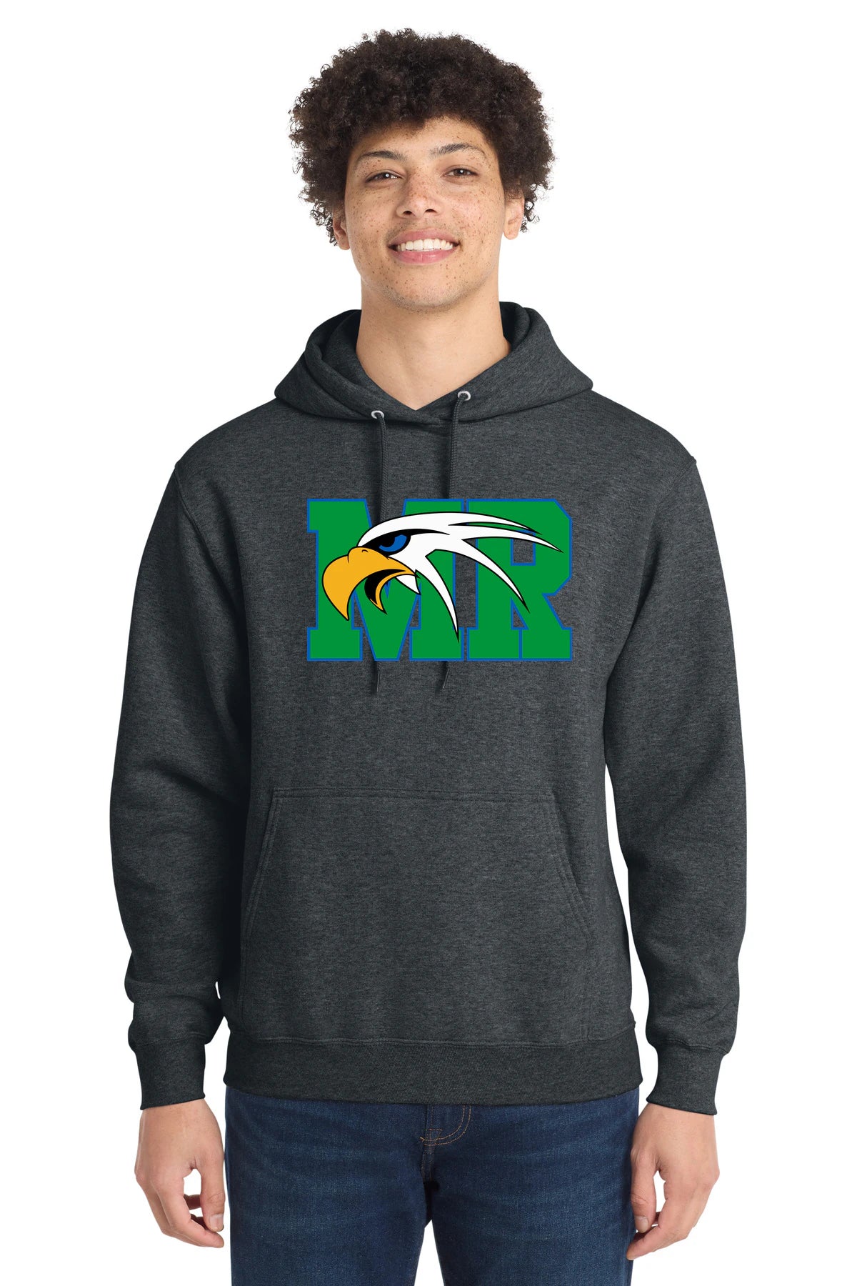 Maple River High School hockey_boys - Dark Heather Grey Port & Co Core Fleece Pullover Hooded Sweatshirt. PC78H