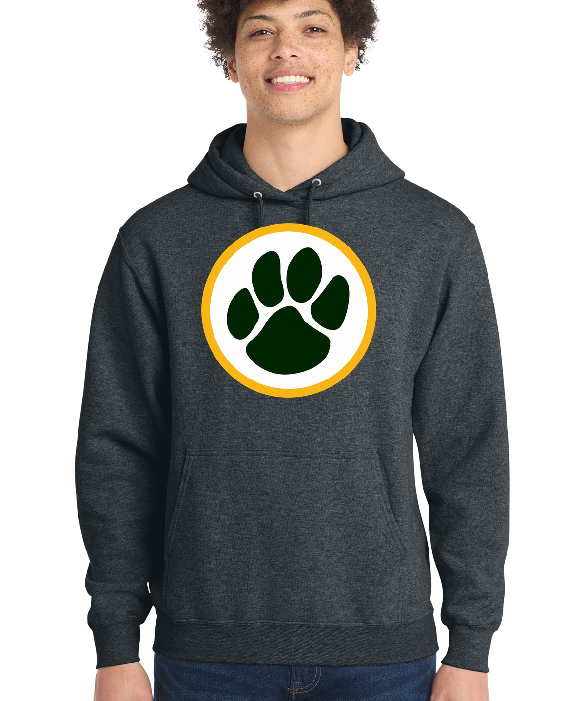 Ashwaubenon High School Football (Boys) - Dark Heather Grey Port & Co Core Fleece Pullover Hooded Sweatshirt. PC78H