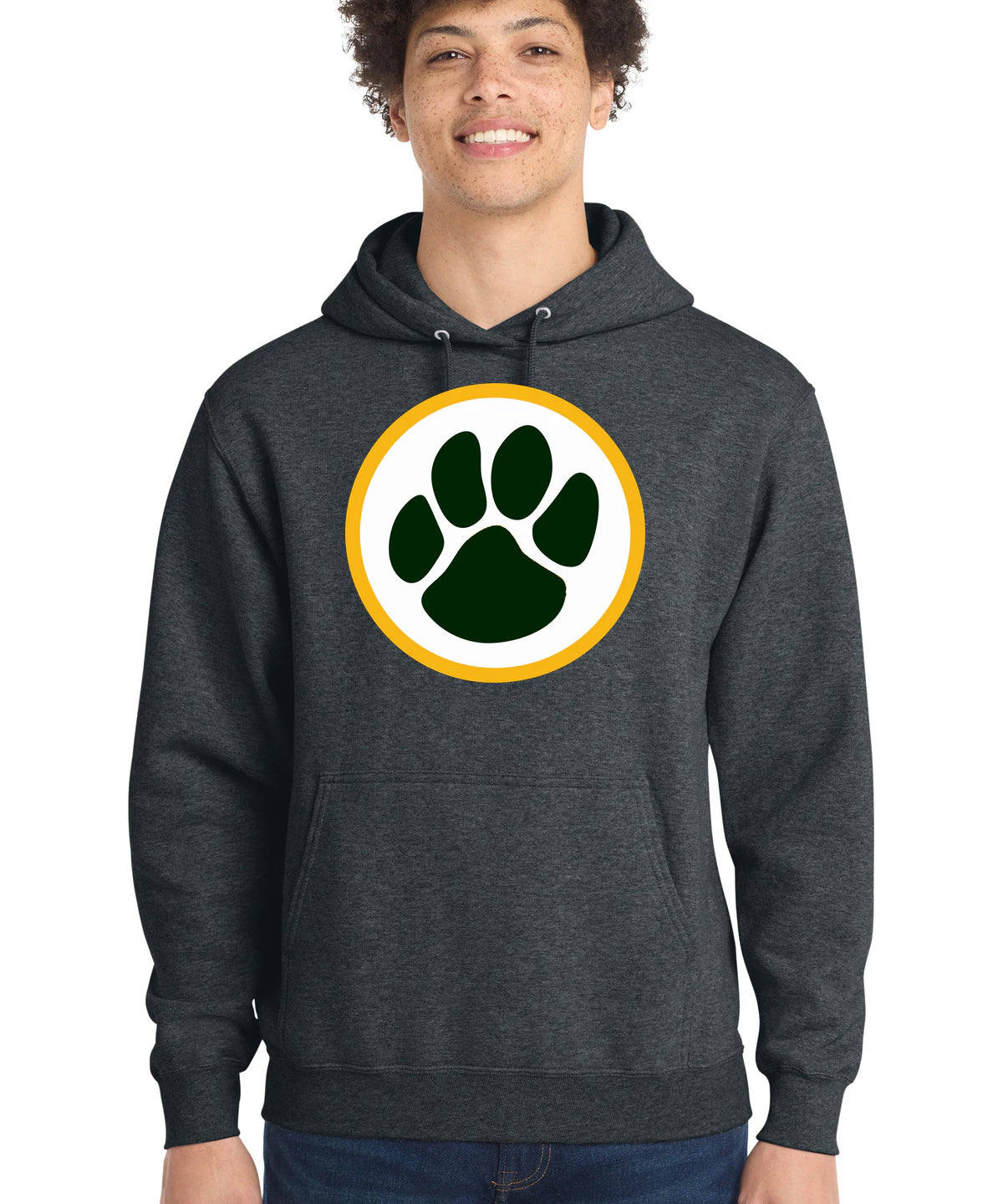 Ashwaubenon High School Football (Boys) - Dark Heather Grey Port & Co Core Fleece Pullover Hooded Sweatshirt. PC78H