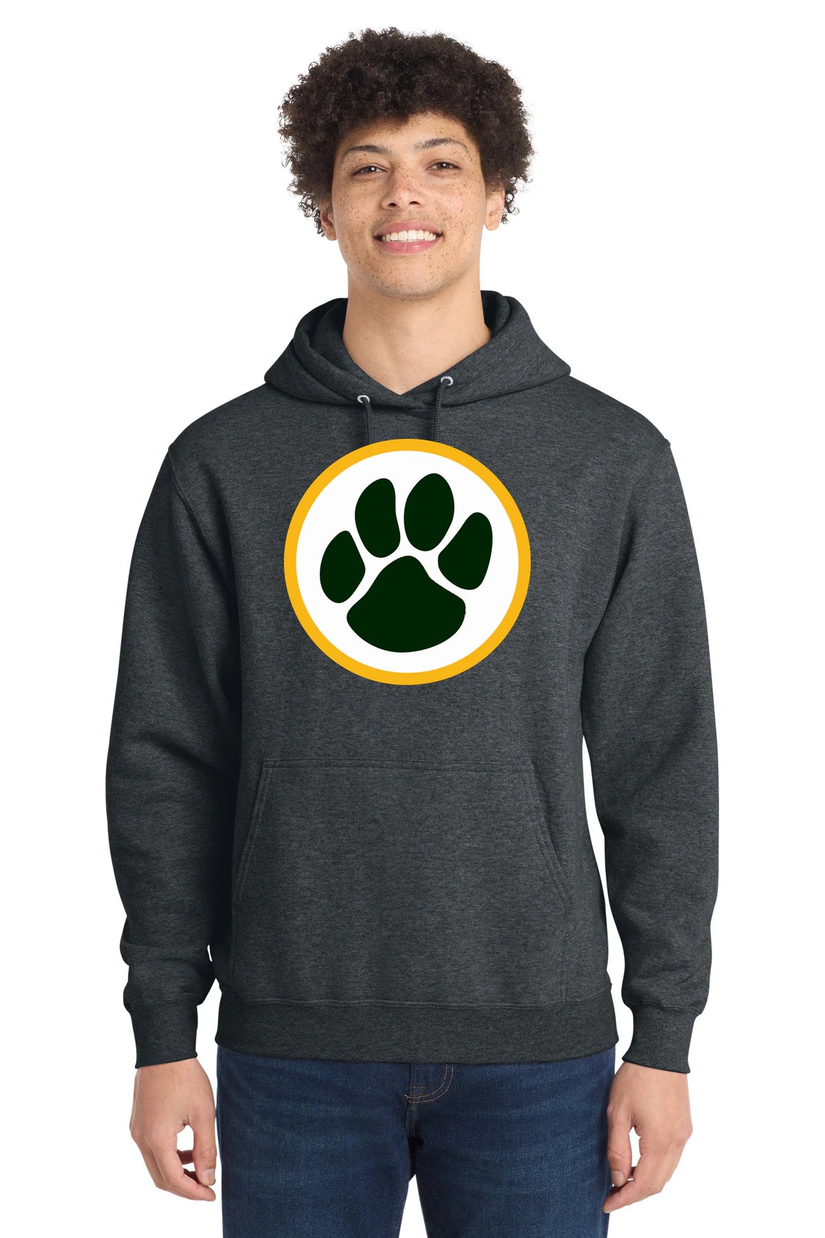 Ashwaubenon High School Football (Boys) - Dark Heather Grey Port & Co Core Fleece Pullover Hooded Sweatshirt. PC78H