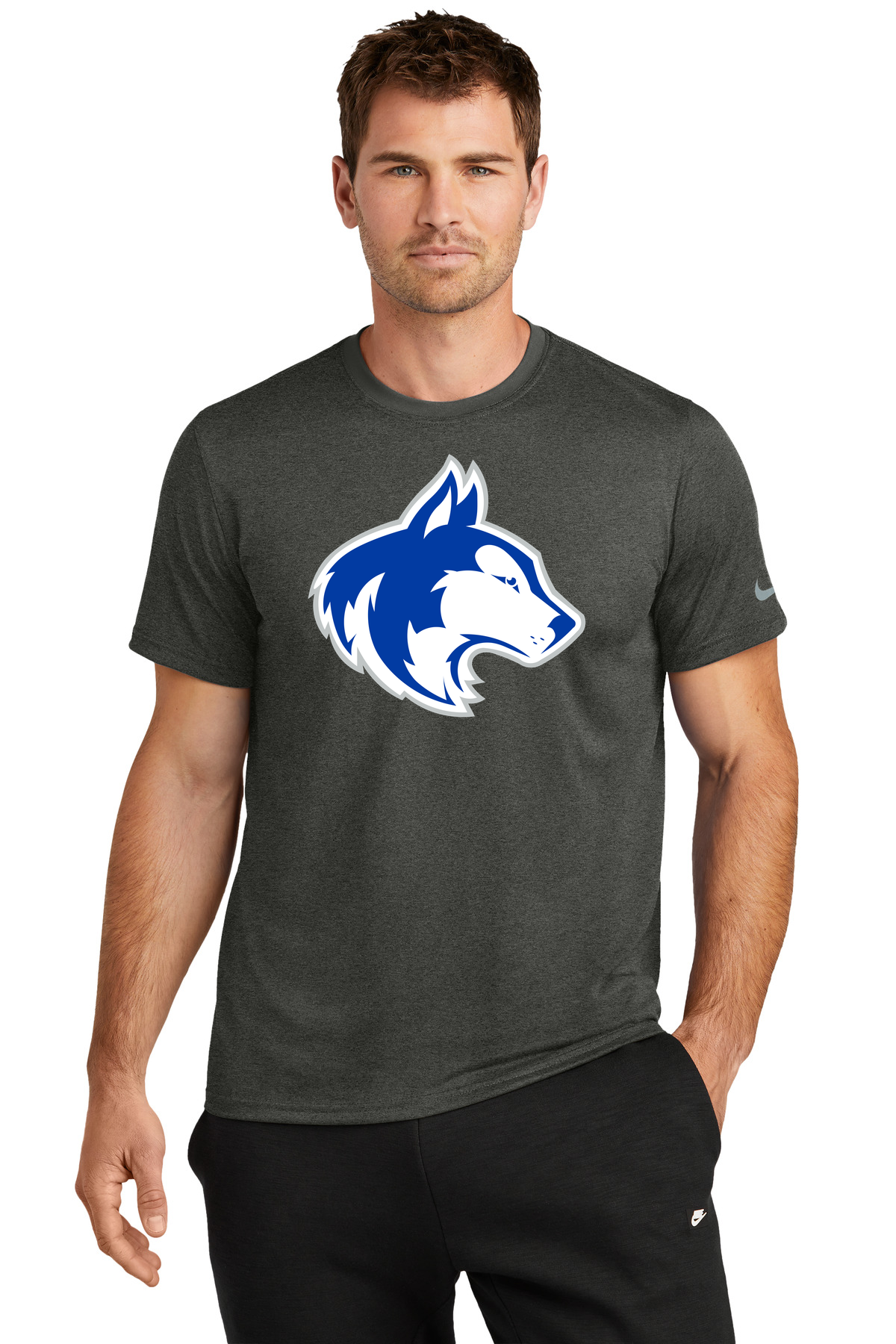 Owatonna Volleyball - Dark Smoke Heather Nike Swoosh Sleeve rLegend Tee NKDX8730