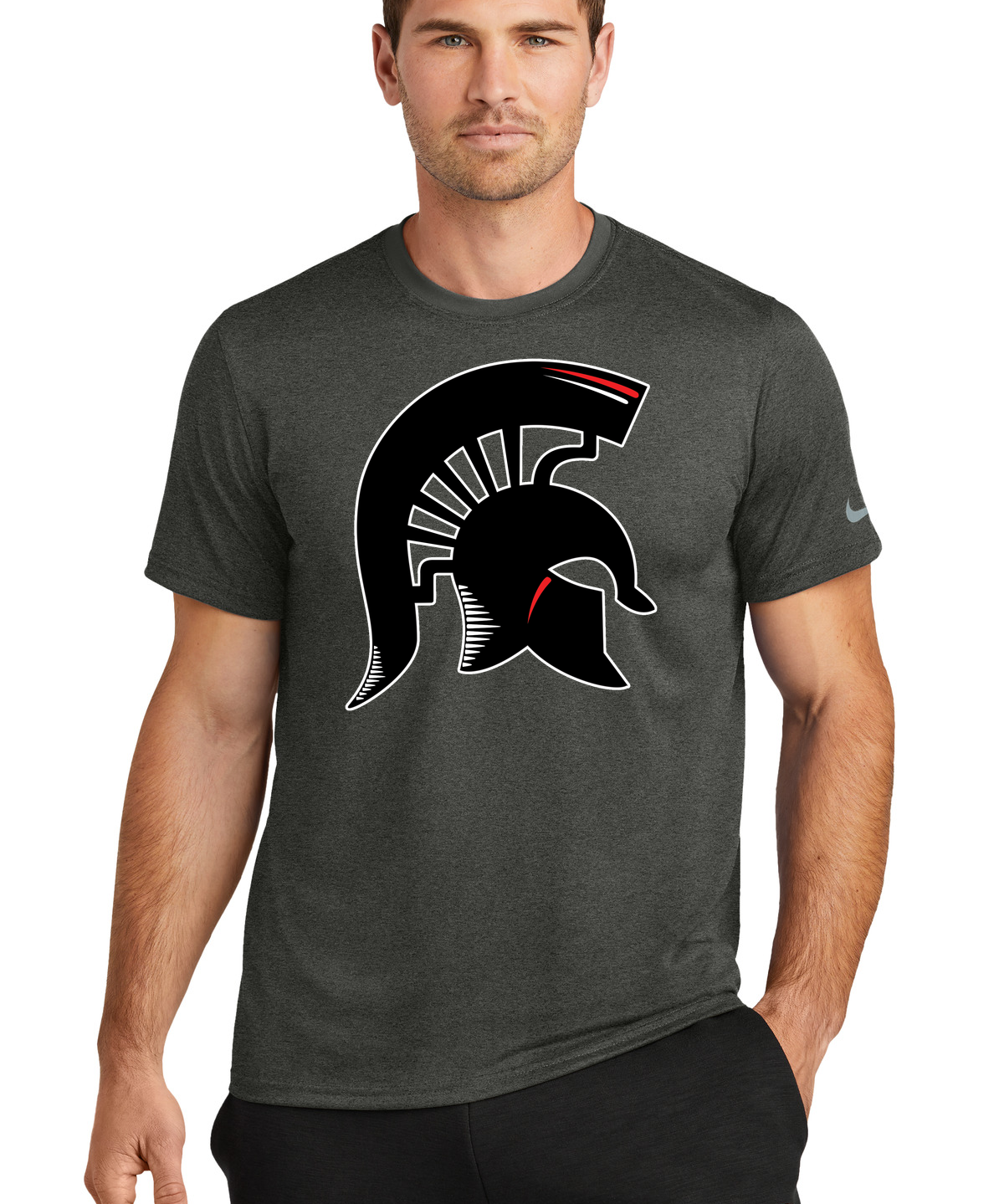 BOLD Football - Dark Smoke Heather Nike Swoosh Sleeve rLegend Tee NKDX8730