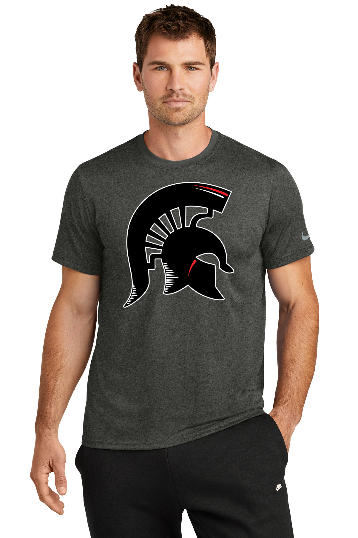 BOLD Football - Dark Smoke Heather Nike Swoosh Sleeve rLegend Tee NKDX8730
