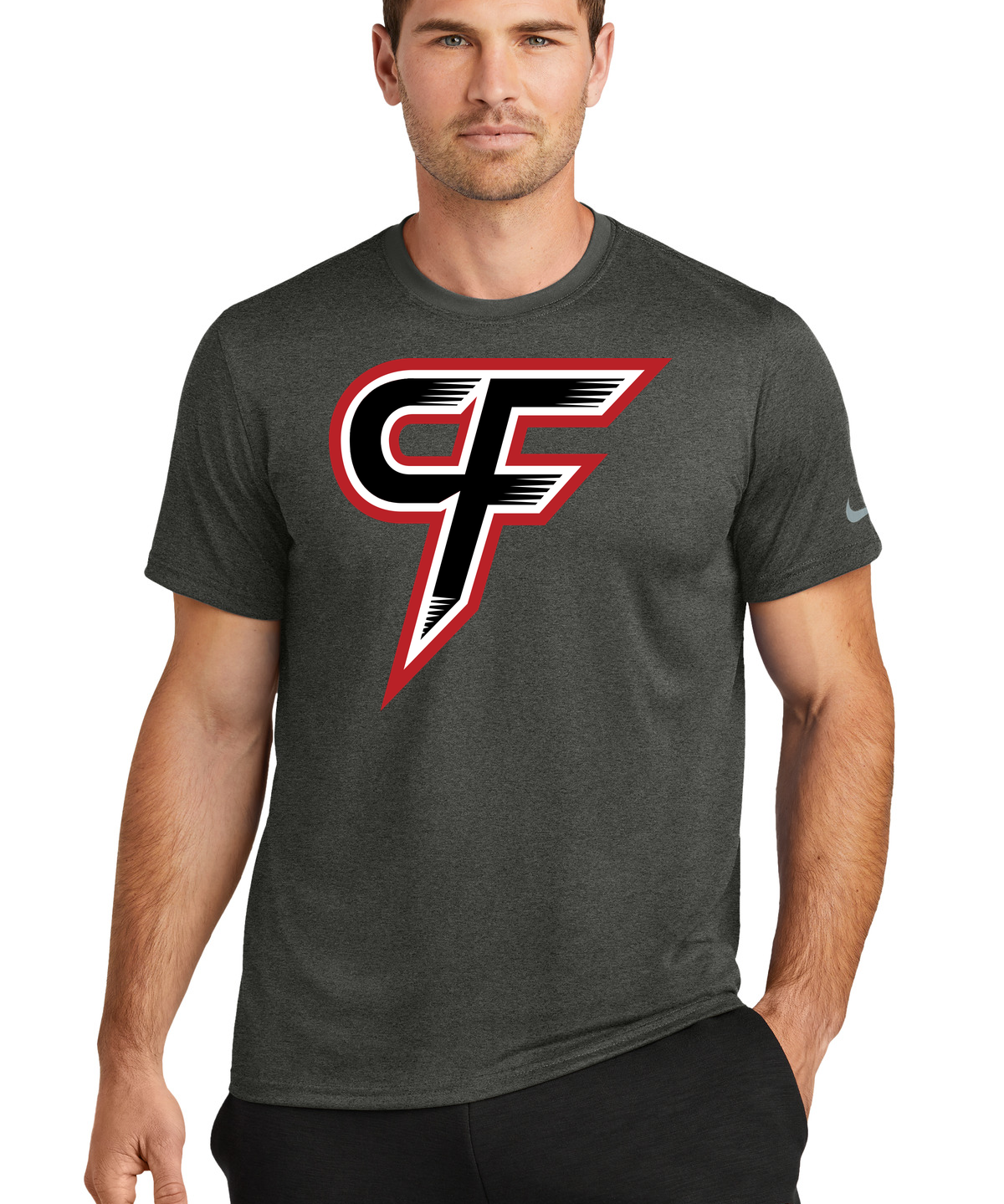 Cannon Falls Volleyball - Dark Smoke Heather Nike Swoosh Sleeve rLegend Tee NKDX8730