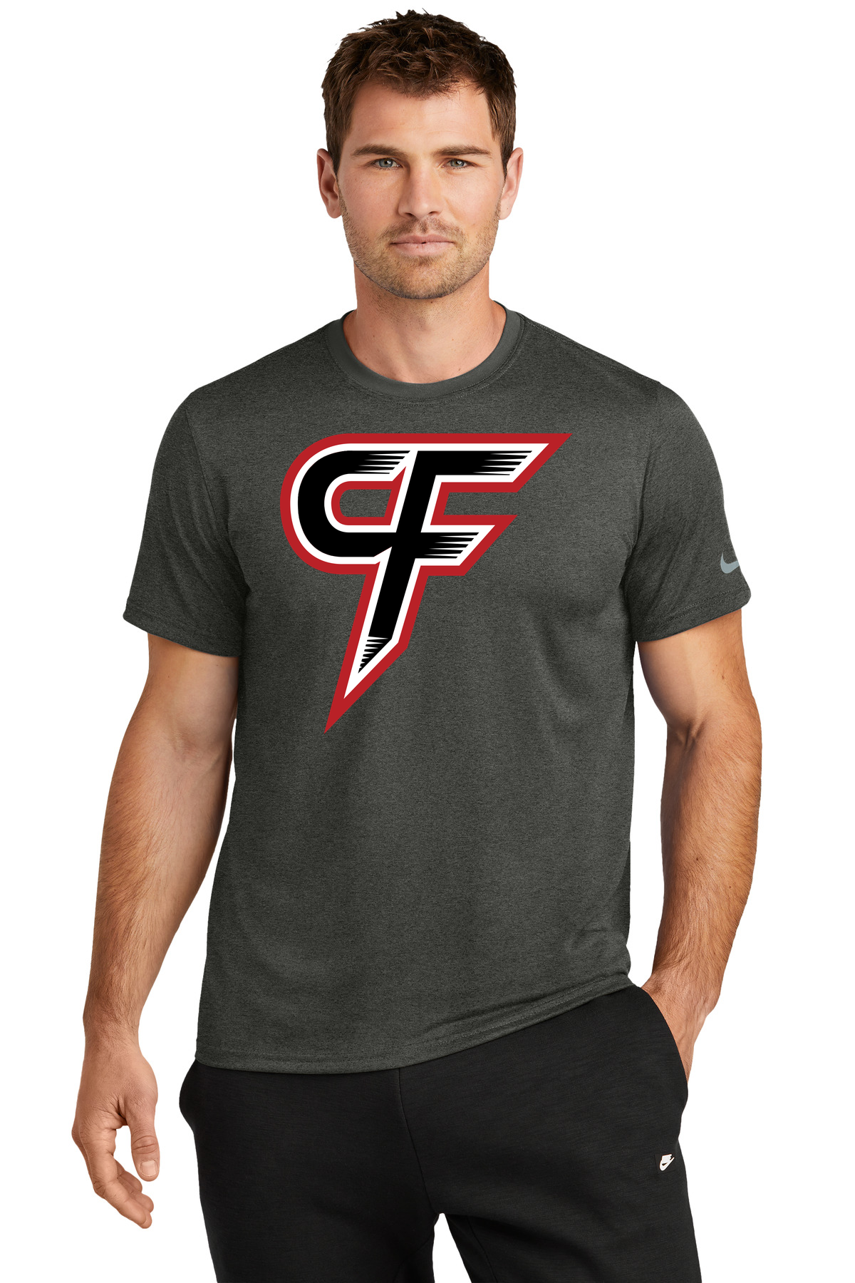 Cannon Falls Volleyball - Dark Smoke Heather Nike Swoosh Sleeve rLegend Tee NKDX8730