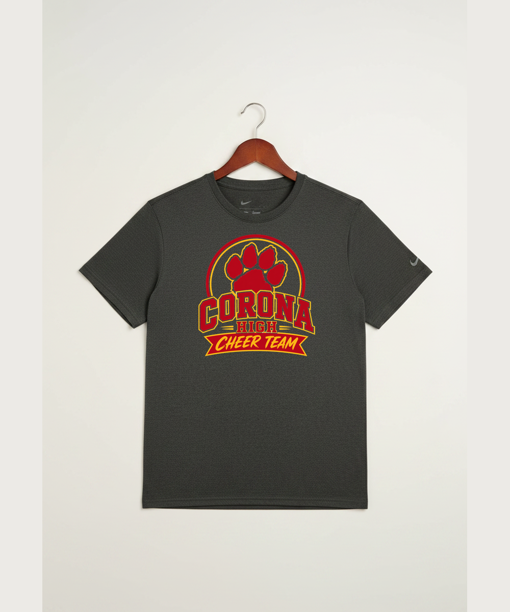 Corona Senior High School Cheer - Dark Smoke Heather Nike Swoosh Sleeve rLegend Tee NKDX8730