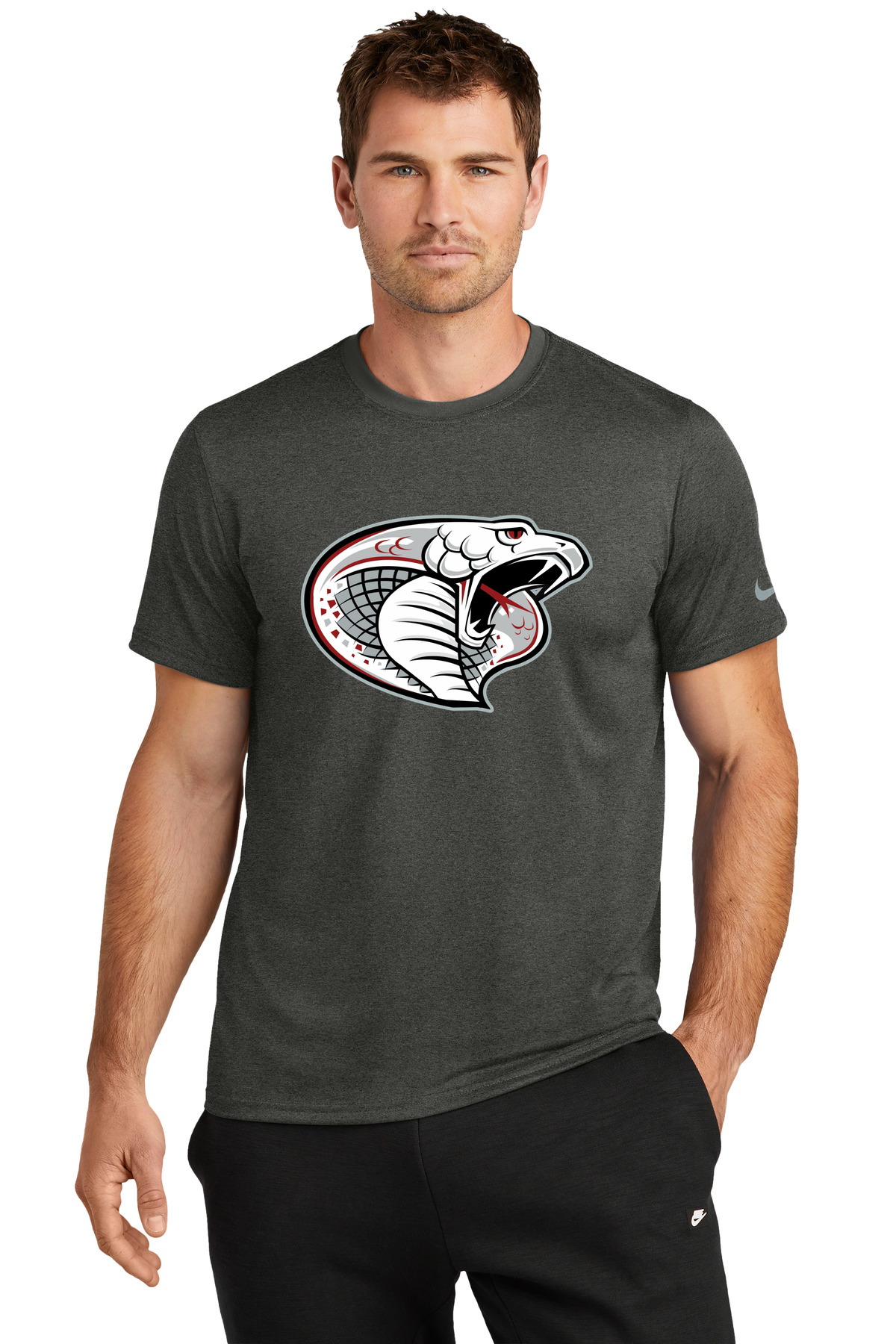 Triton Volleyball - Dark Smoke Heather Nike Swoosh Sleeve rLegend Tee NKDX8730