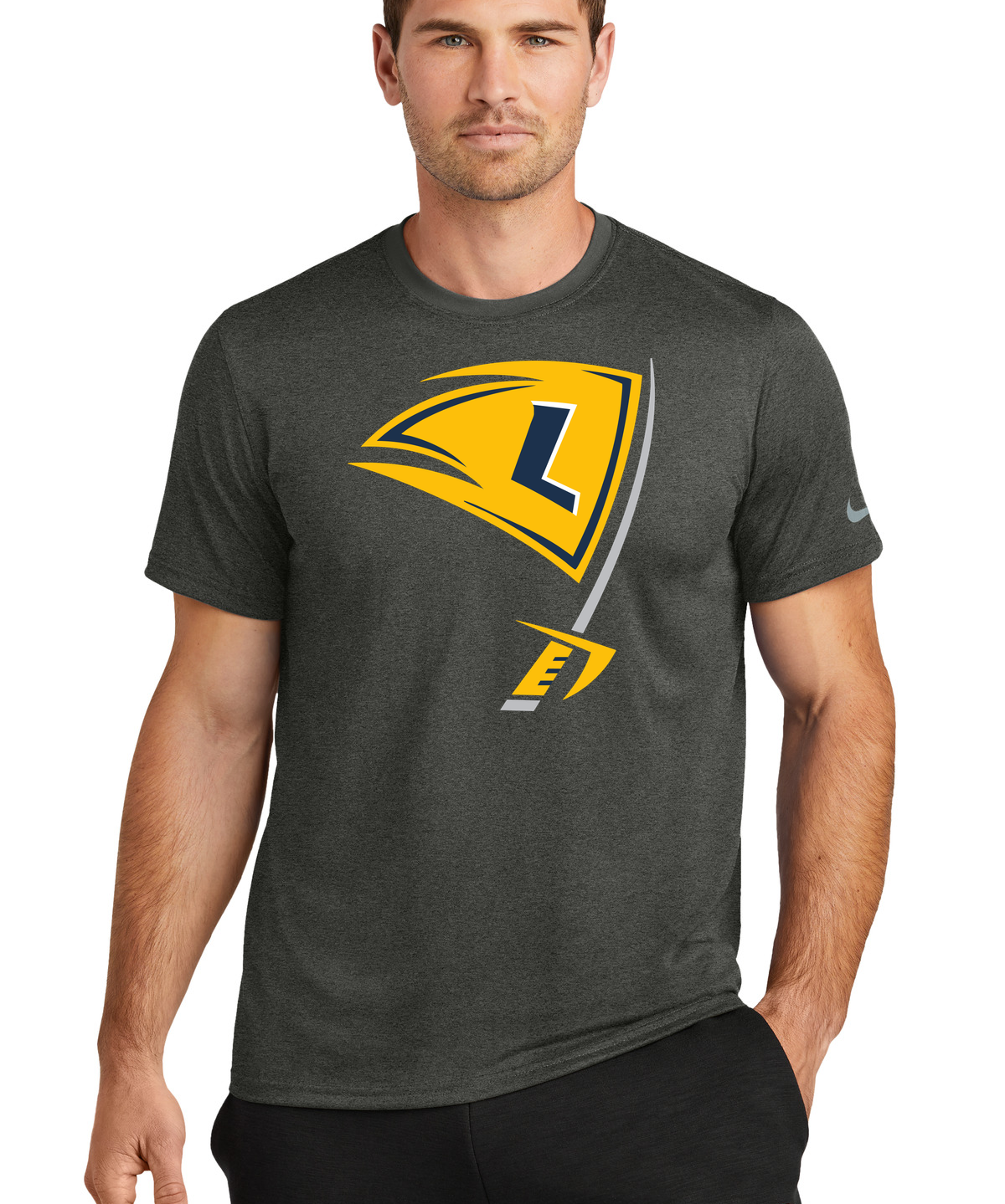 Howard Lake-Waverly-Winsted Football - Dark Smoke Heather Nike Swoosh Sleeve rLegend Tee NKDX8730