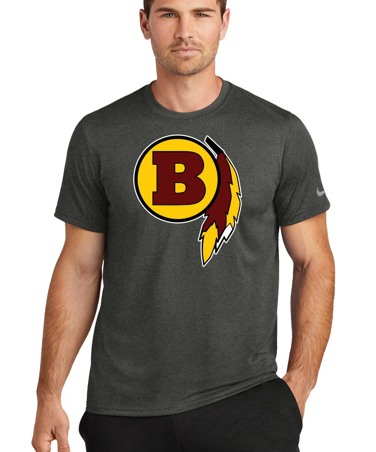 Benson Football - Dark Smoke Heather Nike Swoosh Sleeve rLegend Tee NKDX8730