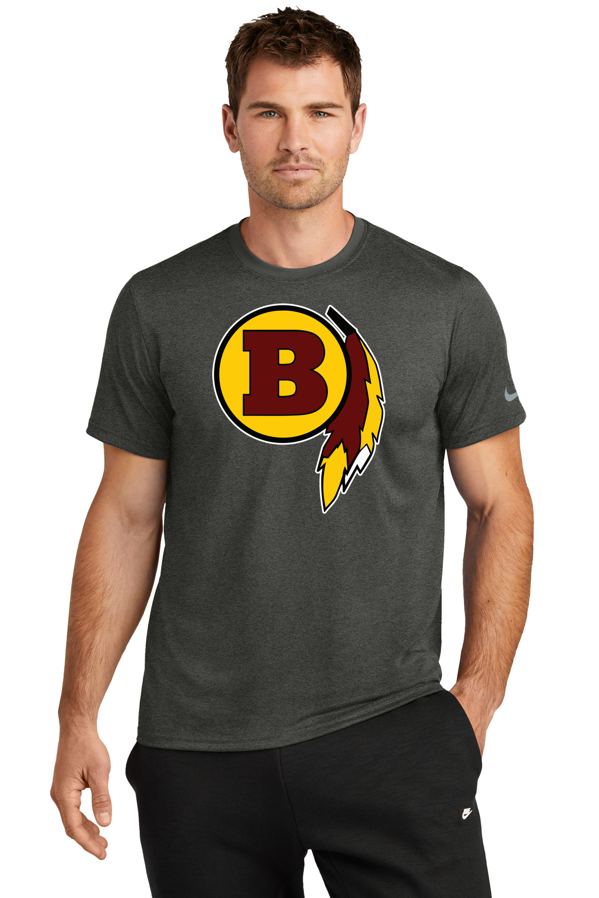 Benson Football - Dark Smoke Heather Nike Swoosh Sleeve rLegend Tee NKDX8730