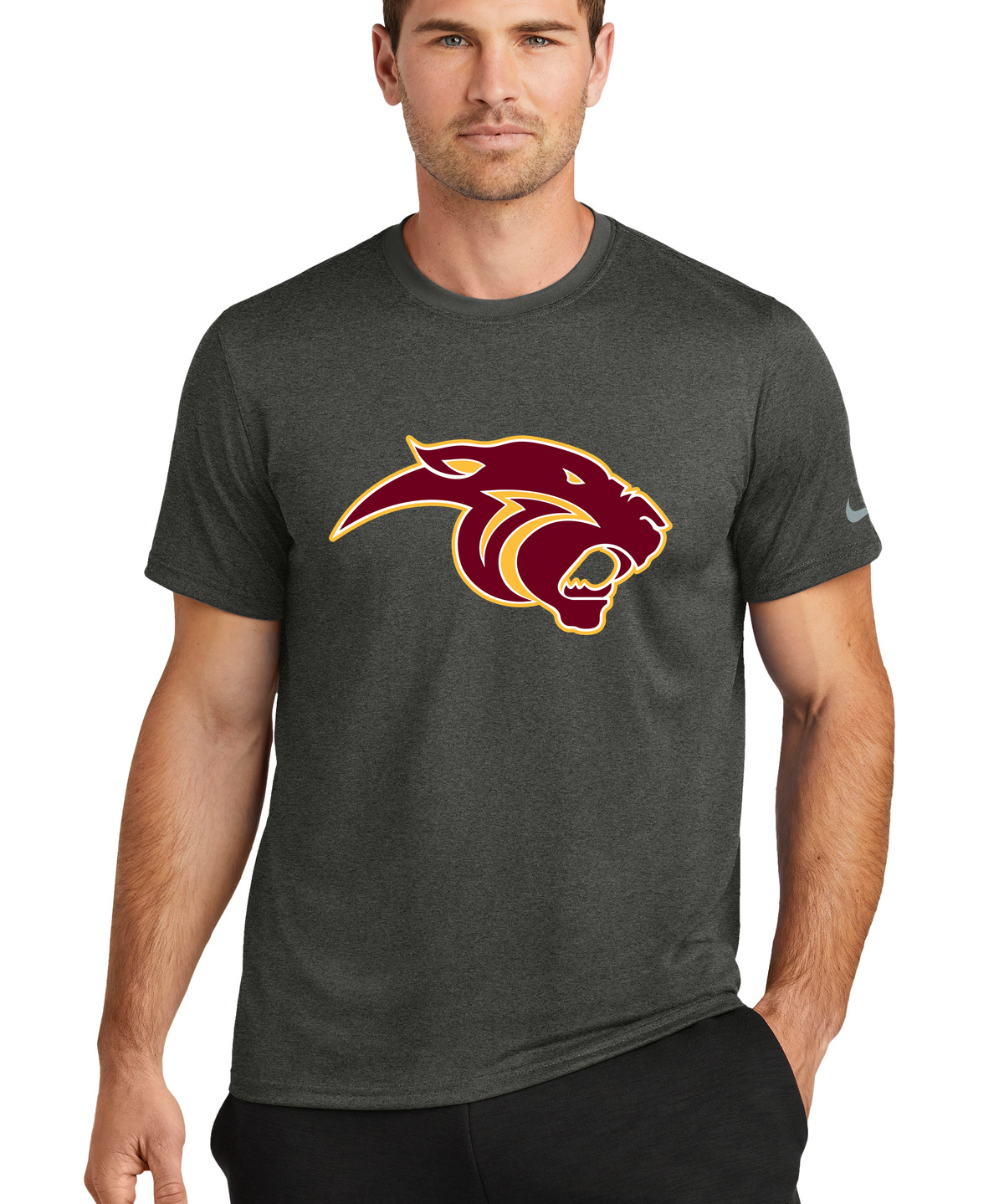 Pine Island Football - Dark Smoke Heather Nike Swoosh Sleeve rLegend Tee NKDX8730