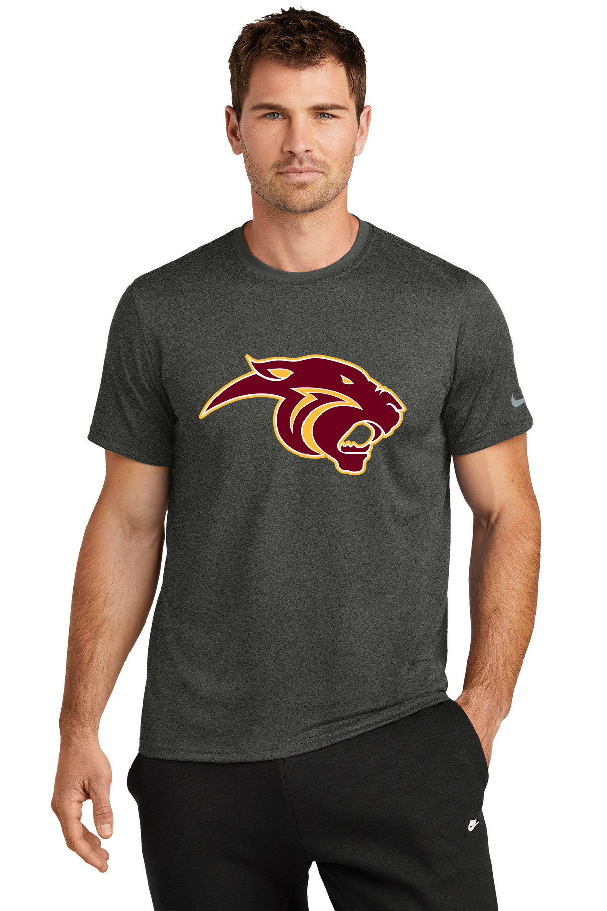 Pine Island Football - Dark Smoke Heather Nike Swoosh Sleeve rLegend Tee NKDX8730