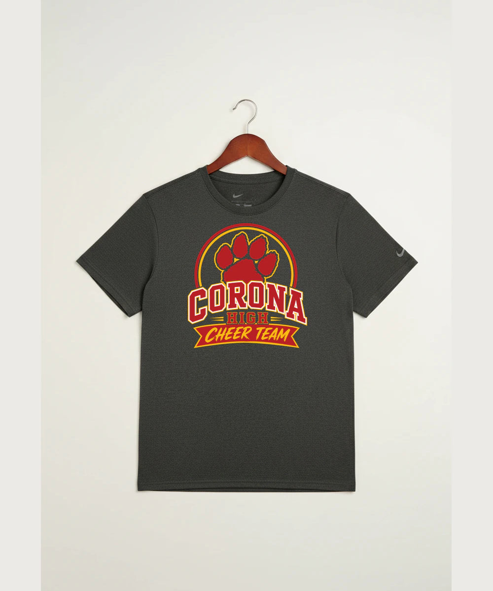 Corona Senior High School Cheer - Dark Smoke Heather Nike Swoosh Sleeve rLegend Tee NKDX8730
