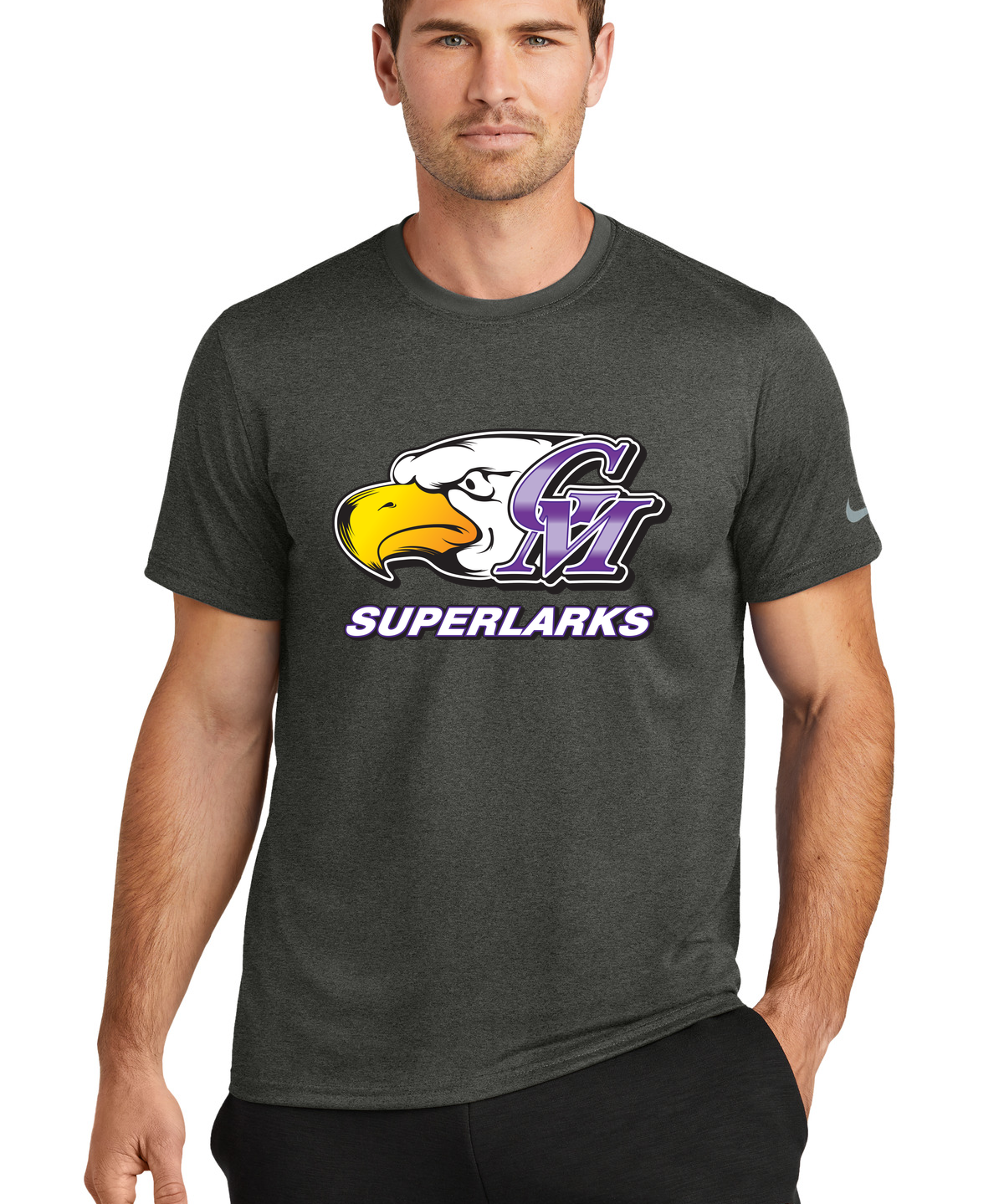 Grand Meadow Football - Dark Smoke Heather Nike Swoosh Sleeve rLegend Tee NKDX8730