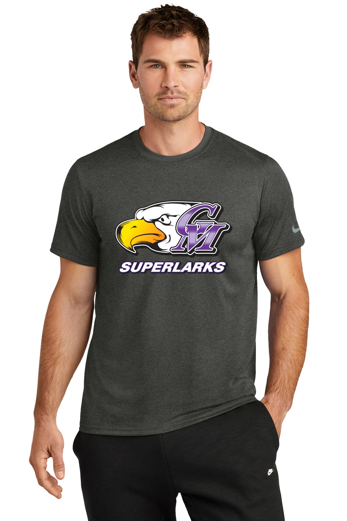 Grand Meadow Football - Dark Smoke Heather Nike Swoosh Sleeve rLegend Tee NKDX8730