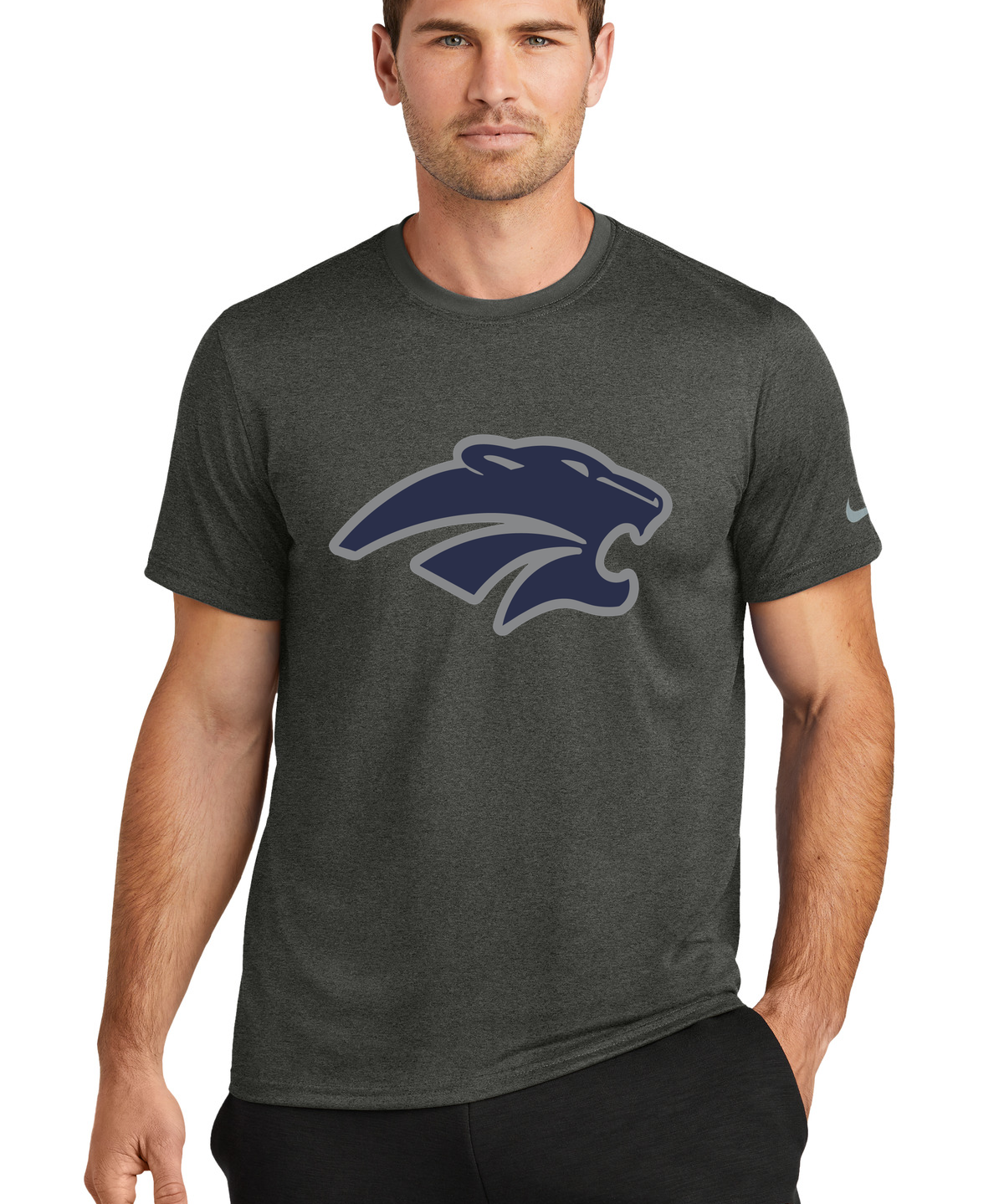 Zumbrota-Mazeppa Volleyball - Dark Smoke Heather Nike Swoosh Sleeve rLegend Tee NKDX8730