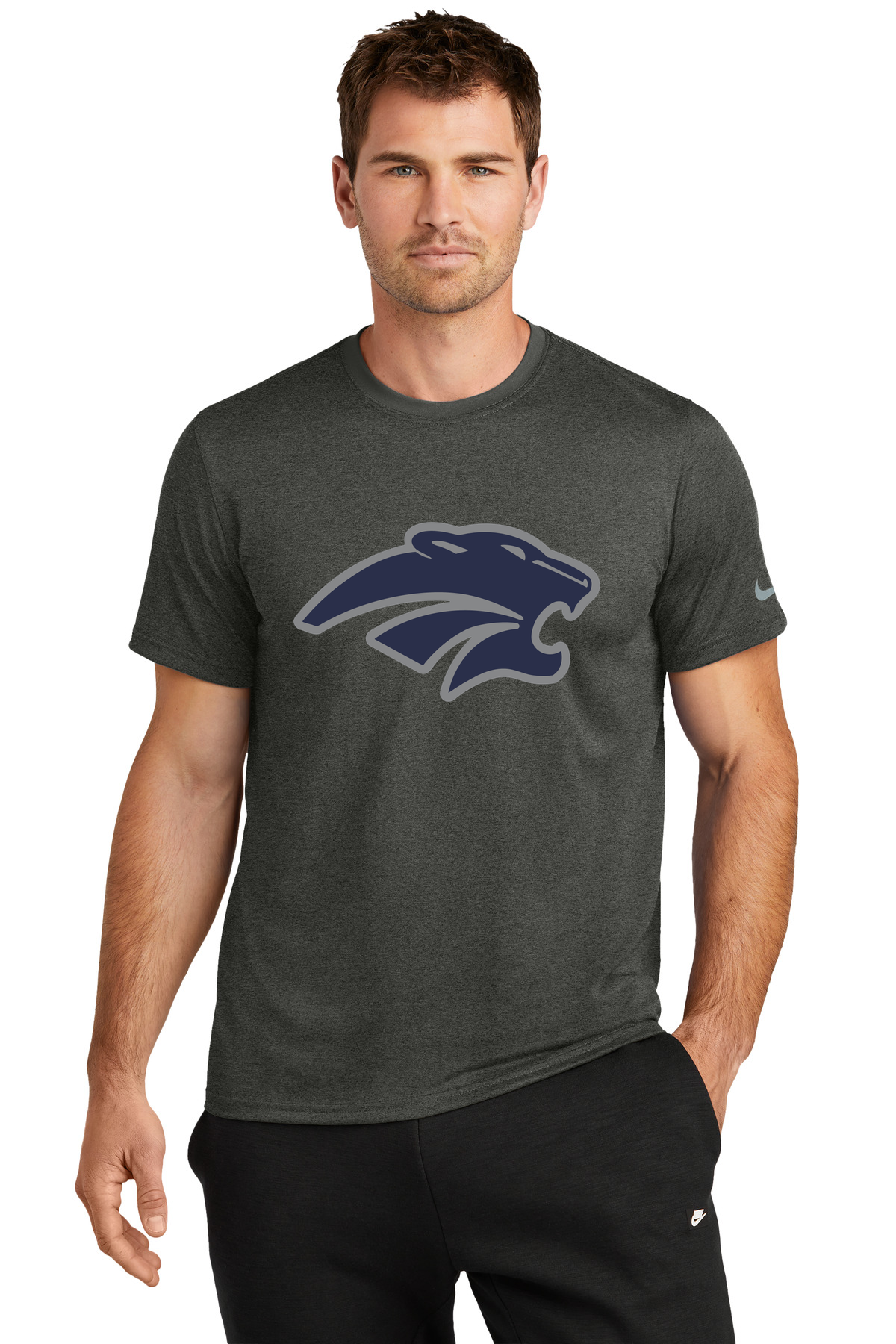 Zumbrota-Mazeppa Volleyball - Dark Smoke Heather Nike Swoosh Sleeve rLegend Tee NKDX8730