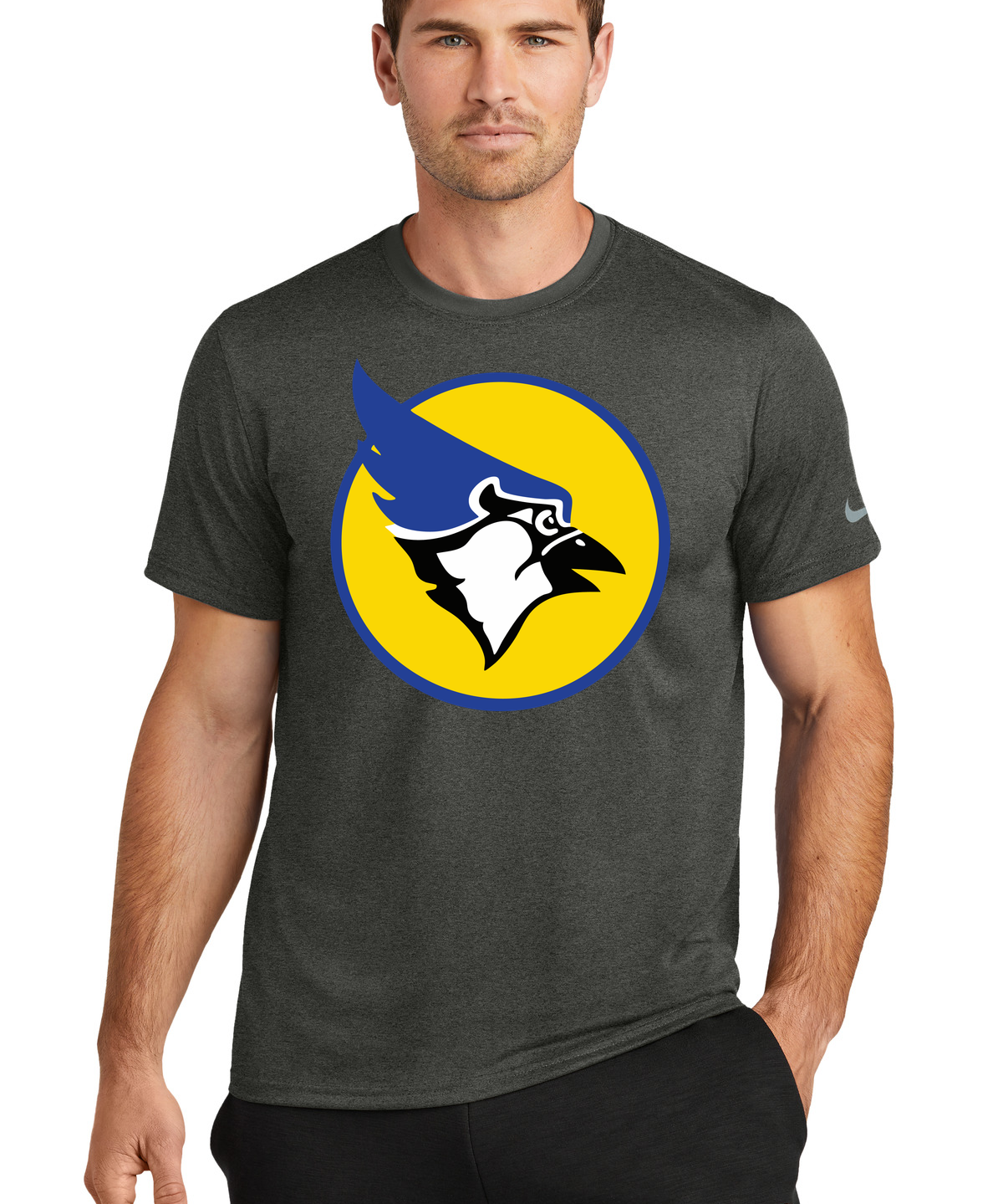 Waseca Football - Dark Smoke Heather Nike Swoosh Sleeve rLegend Tee NKDX8730