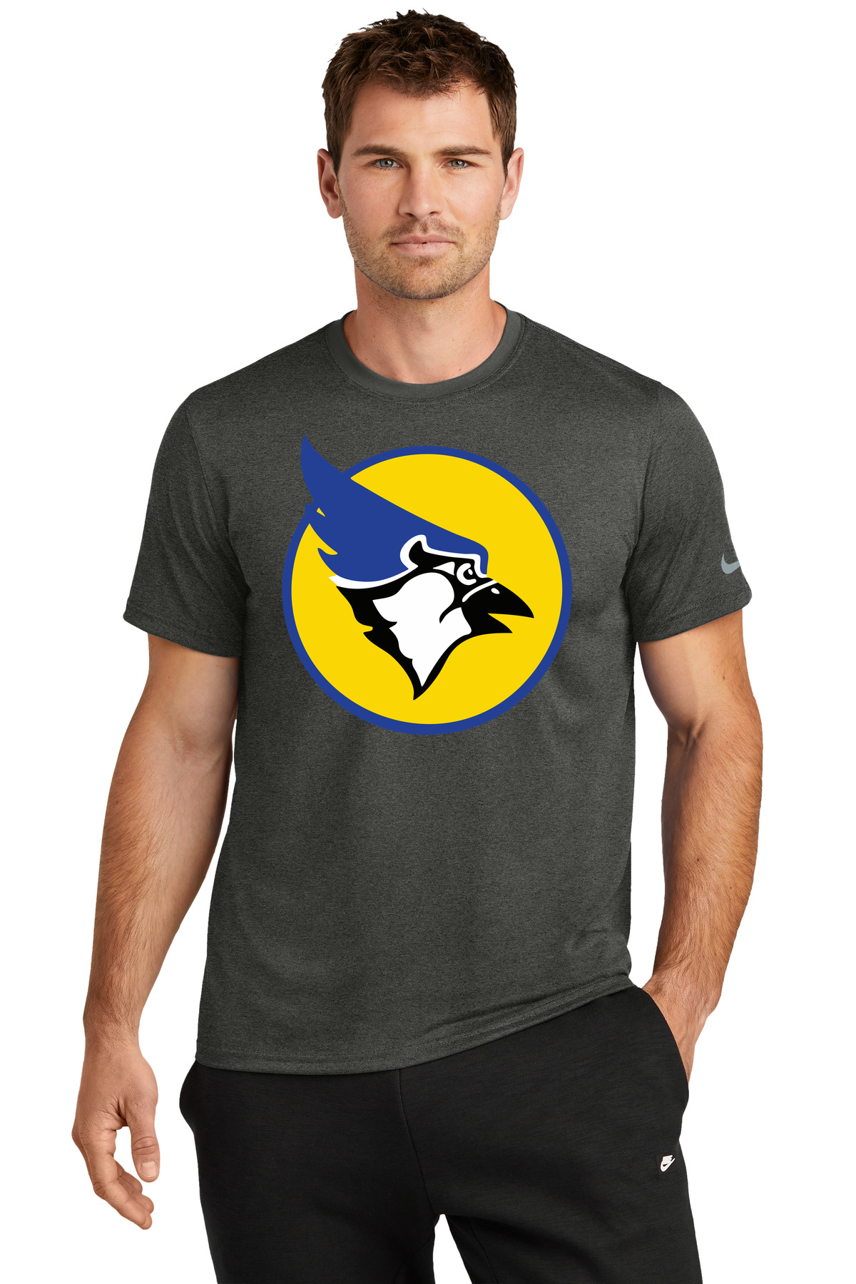 Waseca Football - Dark Smoke Heather Nike Swoosh Sleeve rLegend Tee NKDX8730