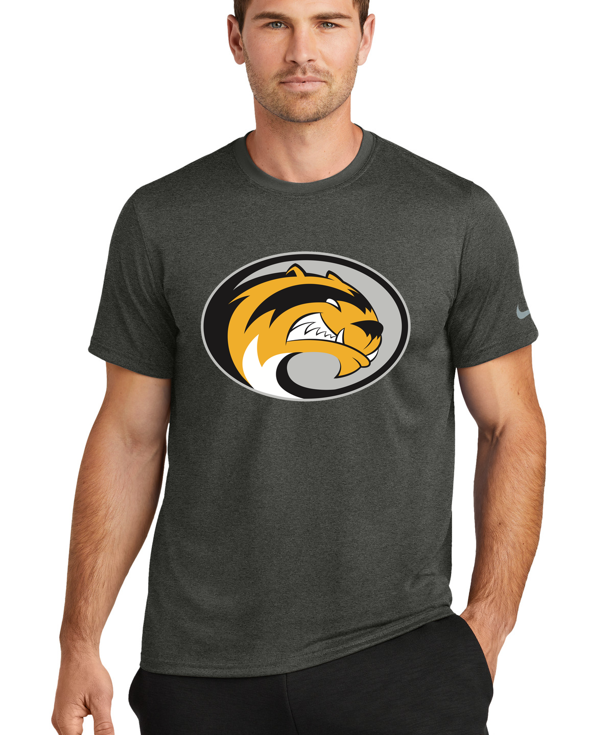 Sibley East Football - Dark Smoke Heather Nike Swoosh Sleeve rLegend Tee NKDX8730