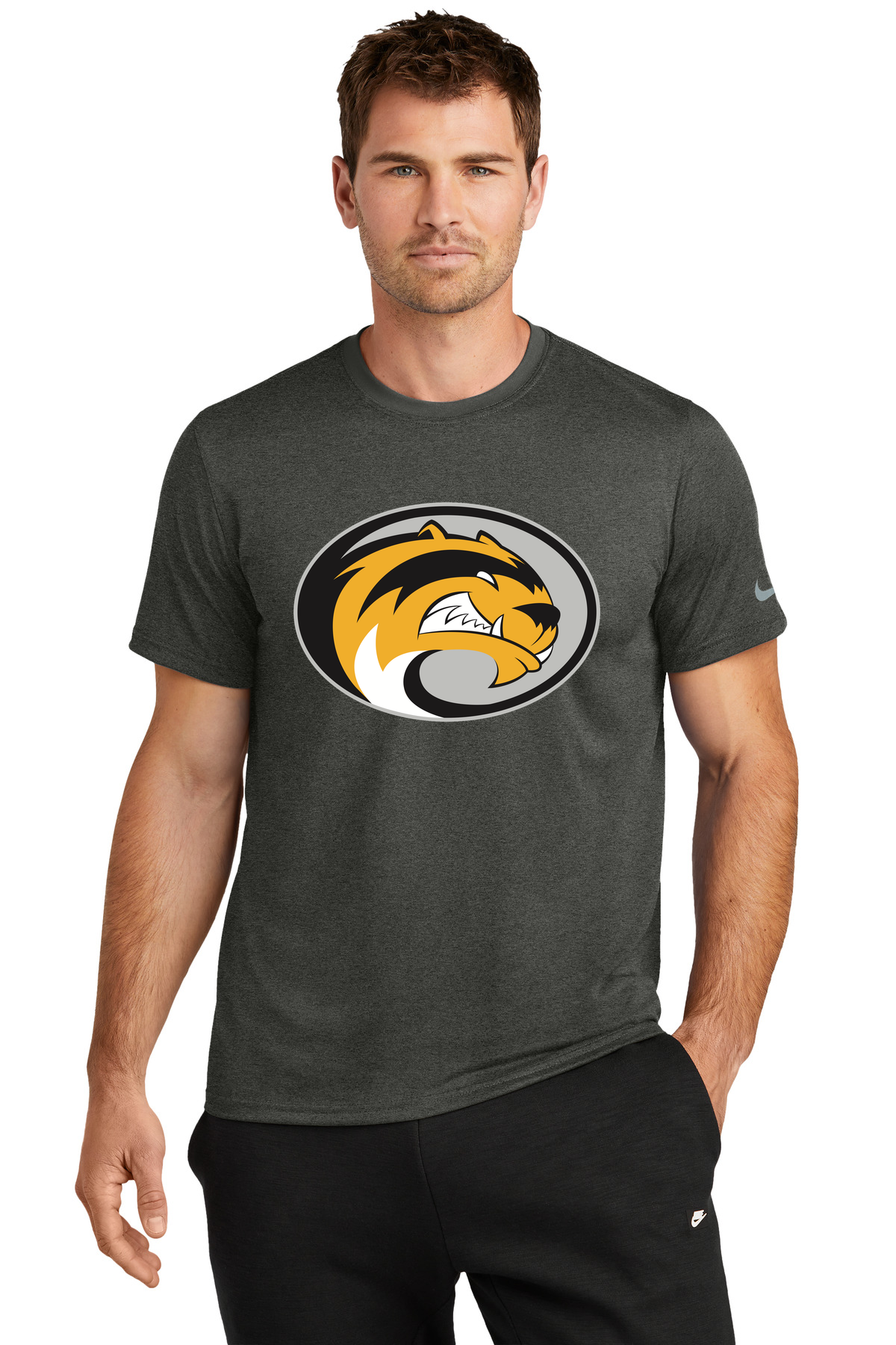 Sibley East Football - Dark Smoke Heather Nike Swoosh Sleeve rLegend Tee NKDX8730