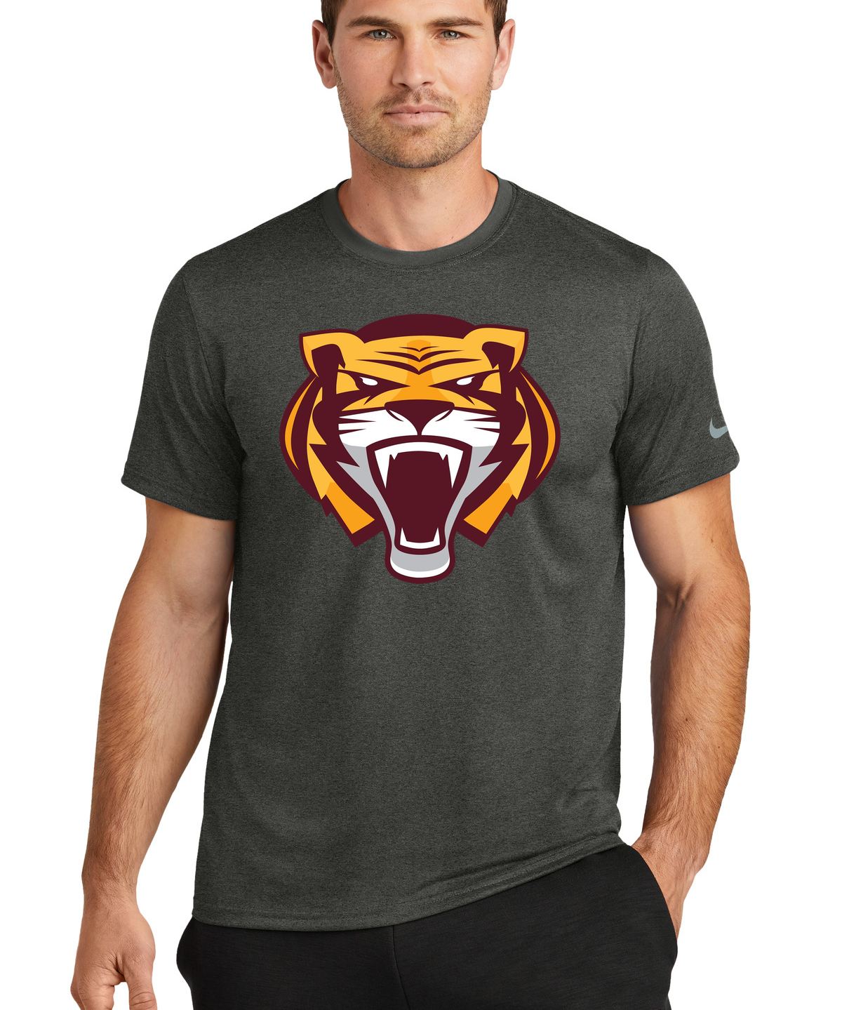 Stewartville Football - Dark Smoke Heather Nike Swoosh Sleeve rLegend Tee NKDX8730