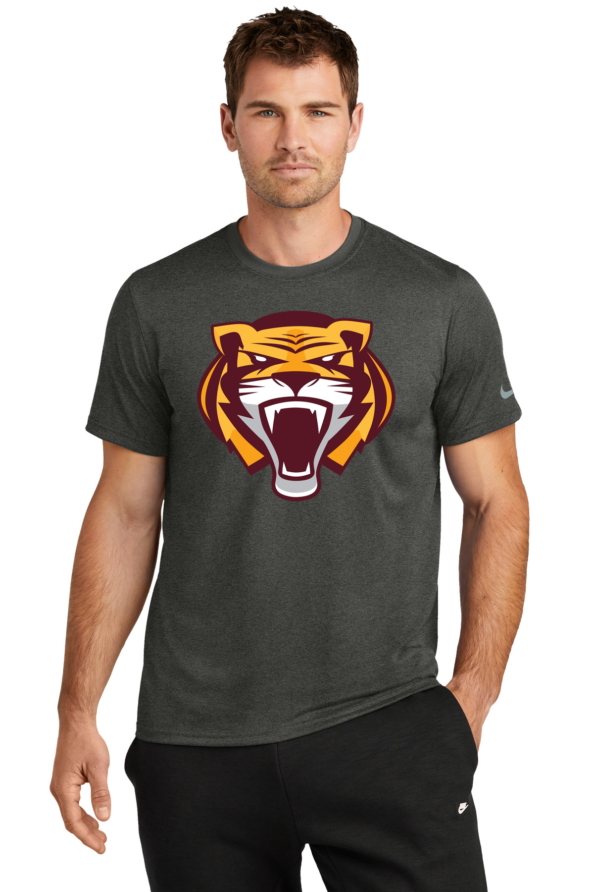 Stewartville Football - Dark Smoke Heather Nike Swoosh Sleeve rLegend Tee NKDX8730
