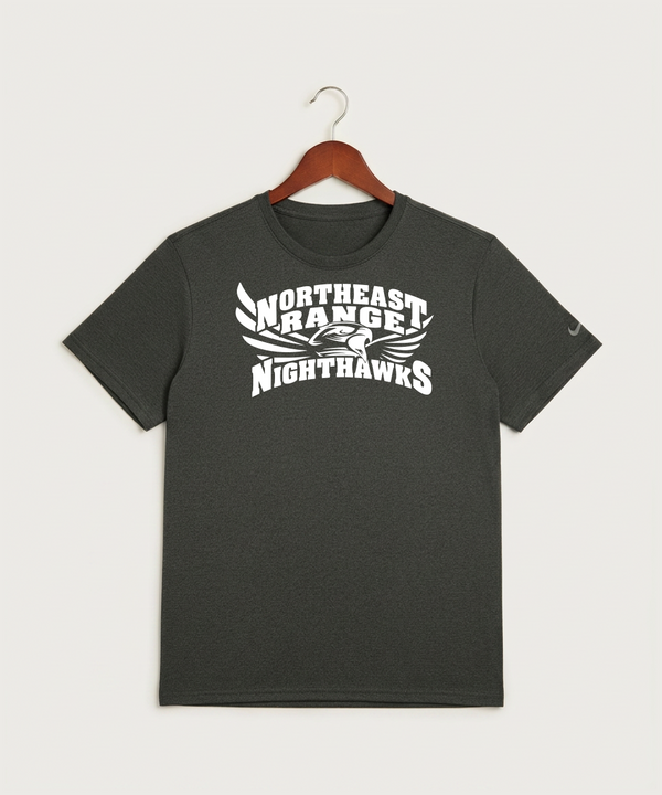 Northeast Range High School Volleyball (Girls) - Dark Smoke Heather Nike Swoosh Sleeve rLegend Tee NKDX8730