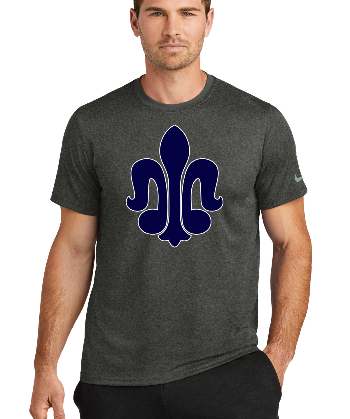 St. Peter Athletics - Dark Smoke Heather Nike Swoosh Sleeve rLegend Tee NKDX8730