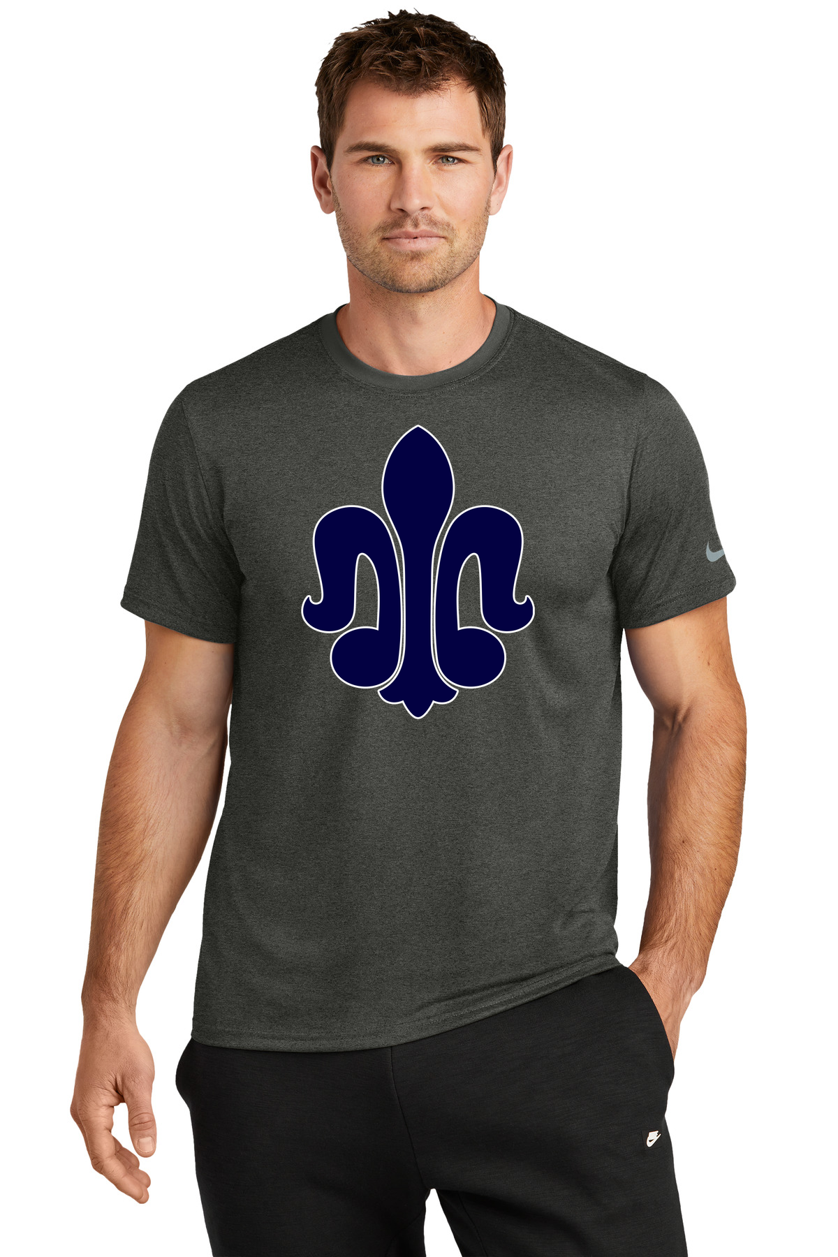 St. Peter Athletics - Dark Smoke Heather Nike Swoosh Sleeve rLegend Tee NKDX8730