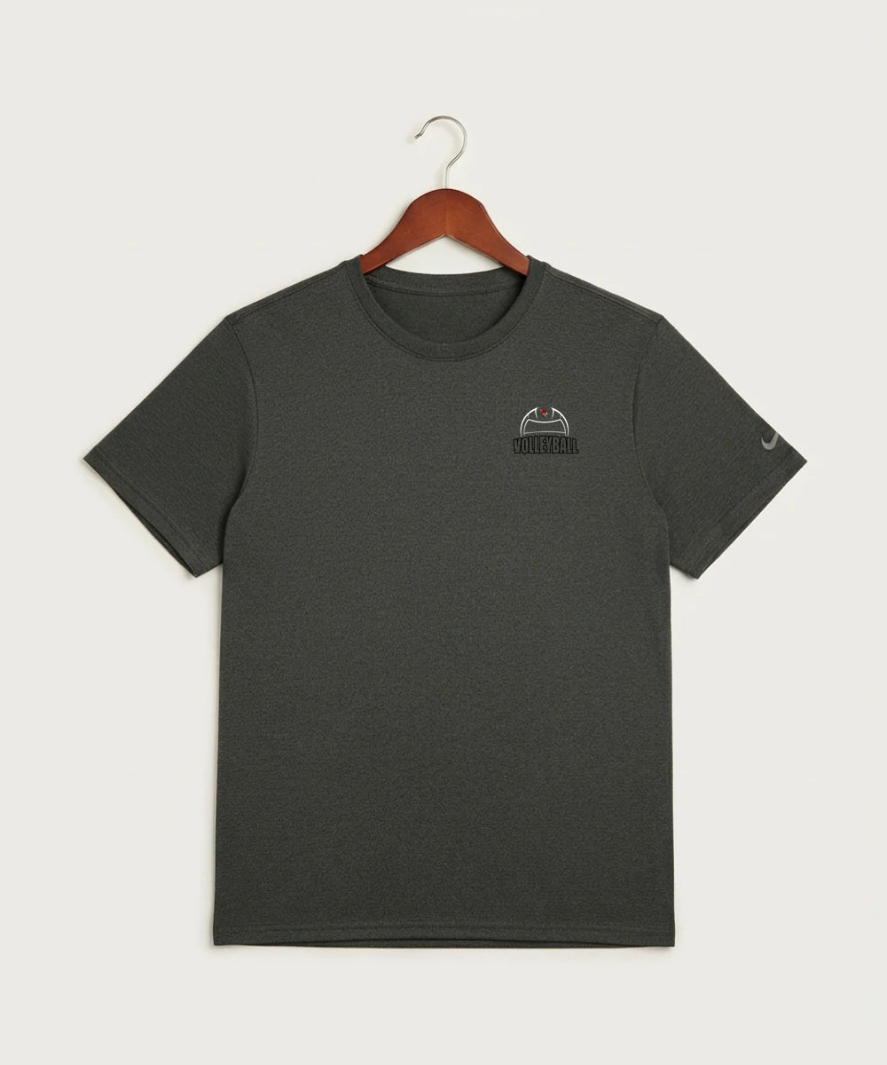 Ely Memorial High School Volleyball (Girls) - Dark Smoke Heather Nike Swoosh Sleeve rLegend Tee NKDX8730
