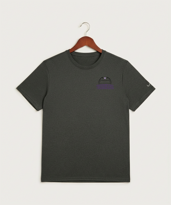 Goodhue High School Volleyball (Girls) - Dark Smoke Heather Nike Swoosh Sleeve rLegend Tee NKDX8730