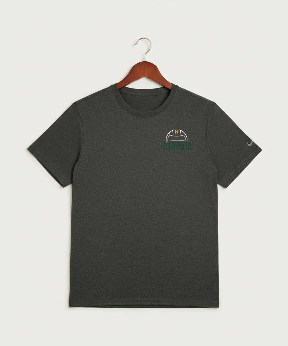 Nevis High School Volleyball (Girls) - Dark Smoke Heather Nike Swoosh Sleeve rLegend Tee NKDX8730