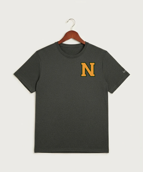 Nevis High School Volleyball (Girls) - Dark Smoke Heather Nike Swoosh Sleeve rLegend Tee NKDX8730