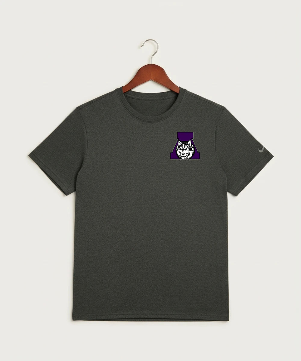 Albany High School Volleyball (Girls) - Dark Smoke Heather Nike Swoosh Sleeve rLegend Tee NKDX8730