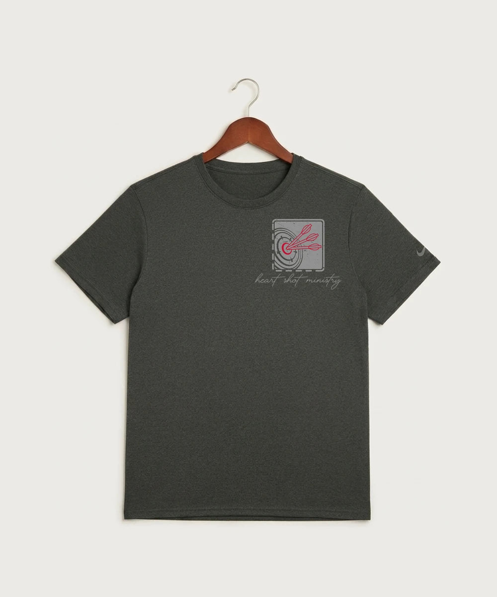 Heart Shot Ministry Archery Team Store - Dark Smoke Heather Nike Swoosh Sleeve rLegend Tee NKDX8730