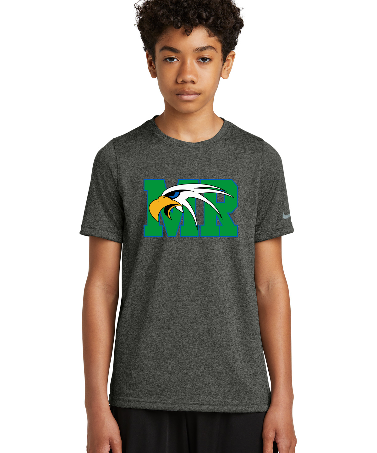 Maple River High School hockey_boys - Dark Smoke Heather Nike Youth Swoosh Sleeve rLegend Tee NKDX8787