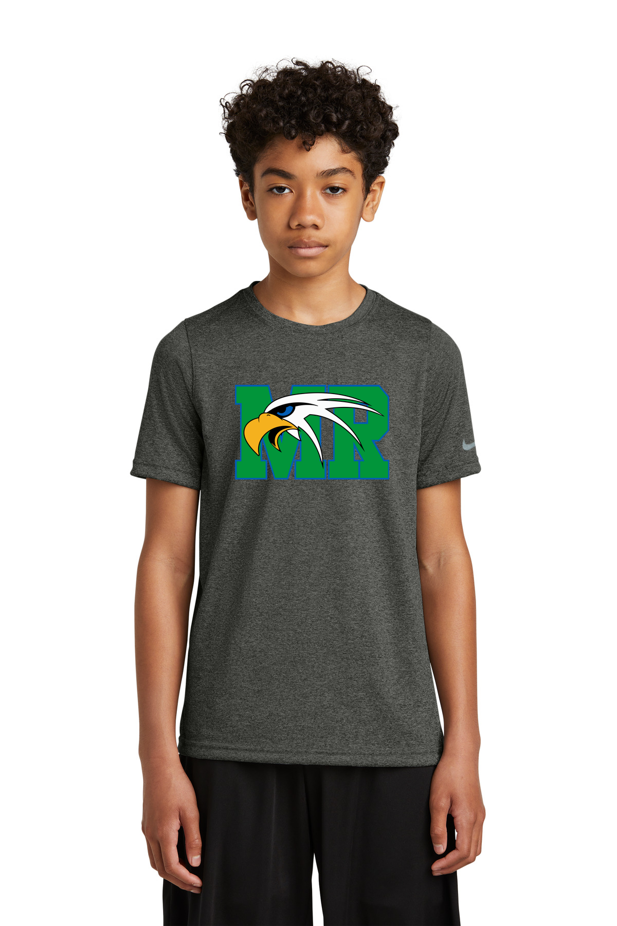 Maple River High School hockey_boys - Dark Smoke Heather Nike Youth Swoosh Sleeve rLegend Tee NKDX8787