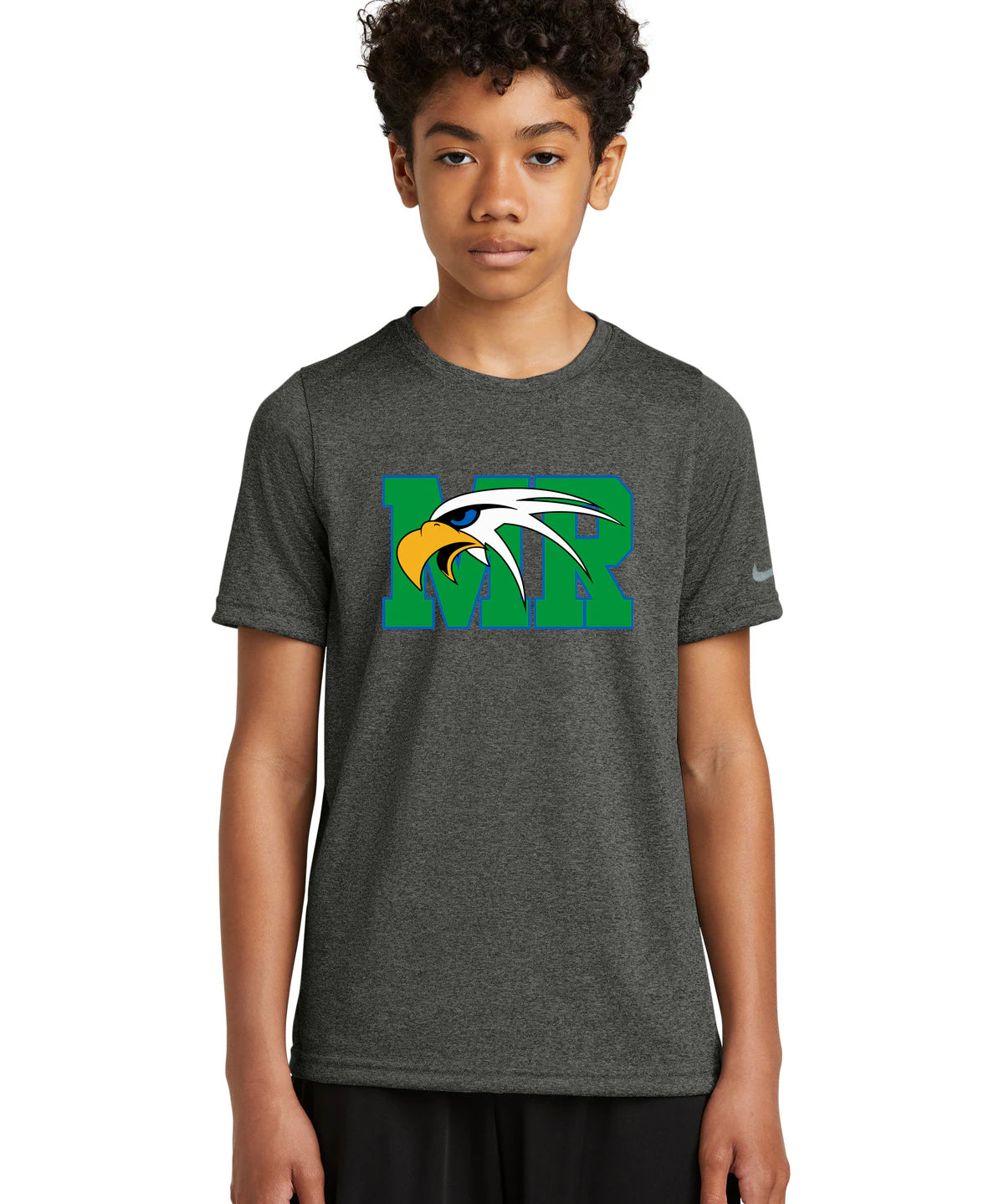 Maple River High School hockey_boys - Dark Smoke Heather Nike Youth Swoosh Sleeve rLegend Tee NKDX8787