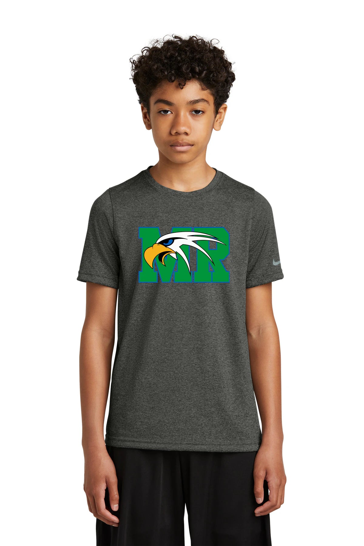Maple River High School hockey_boys - Dark Smoke Heather Nike Youth Swoosh Sleeve rLegend Tee NKDX8787