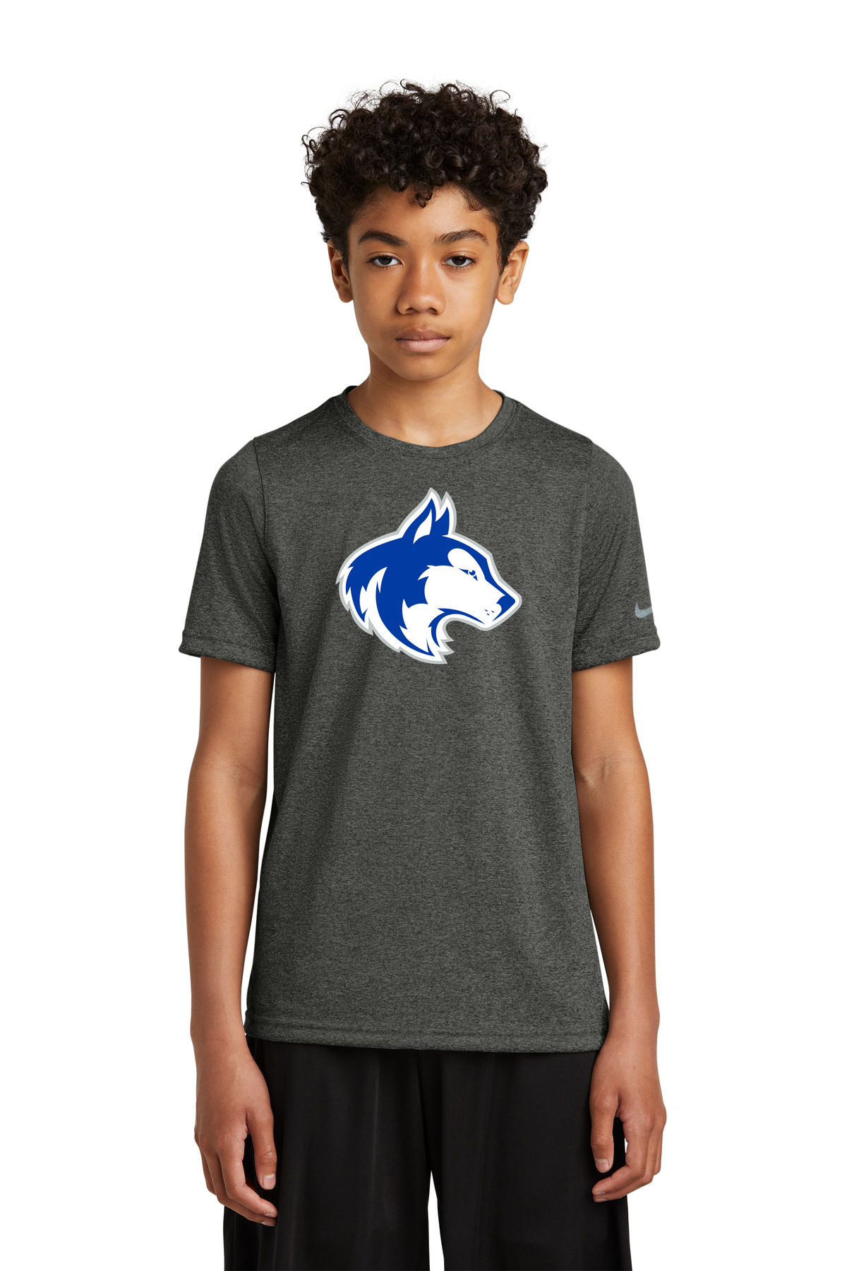 Owatonna Volleyball - Dark Smoke Heather Nike Youth Swoosh Sleeve rLegend Tee NKDX8787
