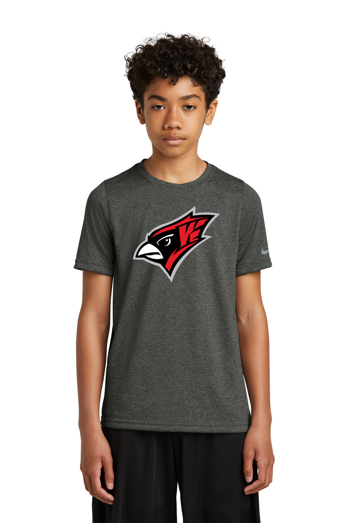 Willmar Athletics - Dark Smoke Heather Nike Youth Swoosh Sleeve rLegend Tee NKDX8787