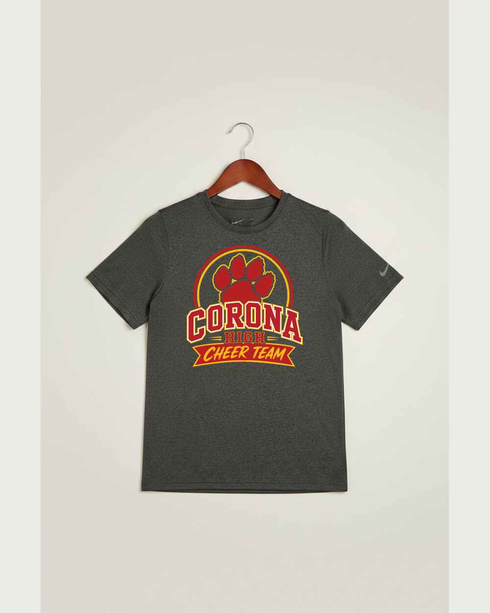 Corona Senior High School Cheer - Dark Smoke Heather Nike Youth Swoosh Sleeve rLegend Tee NKDX8787