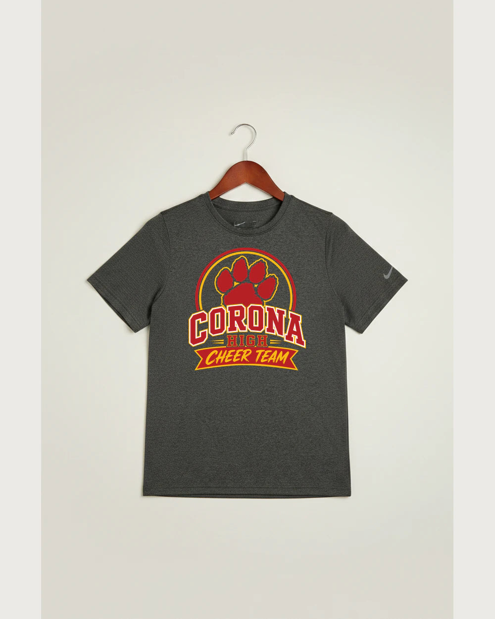 Corona Senior High School Cheer - Dark Smoke Heather Nike Youth Swoosh Sleeve rLegend Tee NKDX8787