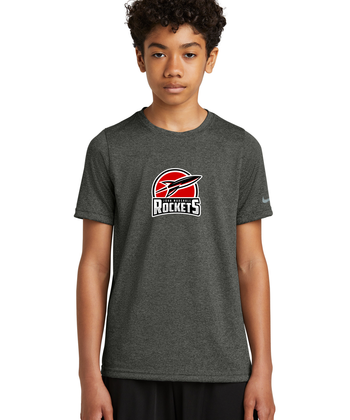 John Marshall Swim Dive - Dark Smoke Heather Nike Youth Swoosh Sleeve rLegend Tee NKDX8787