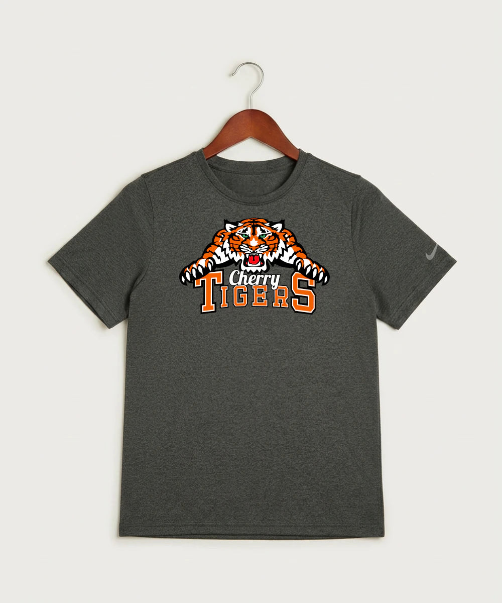 Cherry High School Athletics Coed - Dark Smoke Heather Nike Youth Swoosh Sleeve rLegend Tee NKDX8787