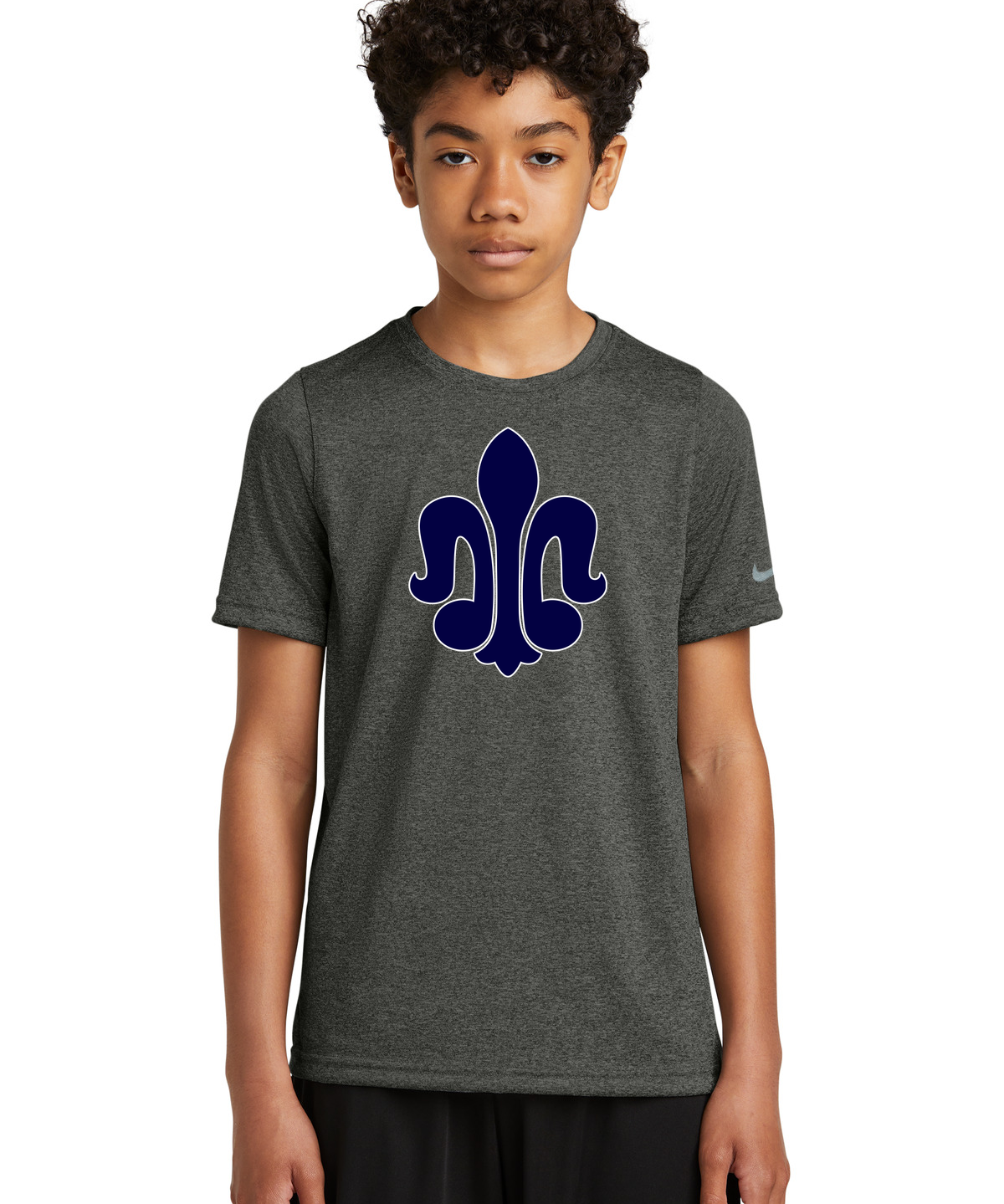 St. Peter Athletics - Dark Smoke Heather Nike Youth Swoosh Sleeve rLegend Tee NKDX8787