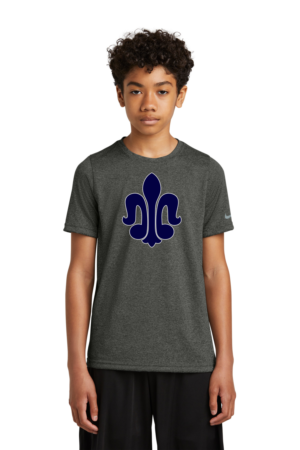St. Peter Athletics - Dark Smoke Heather Nike Youth Swoosh Sleeve rLegend Tee NKDX8787